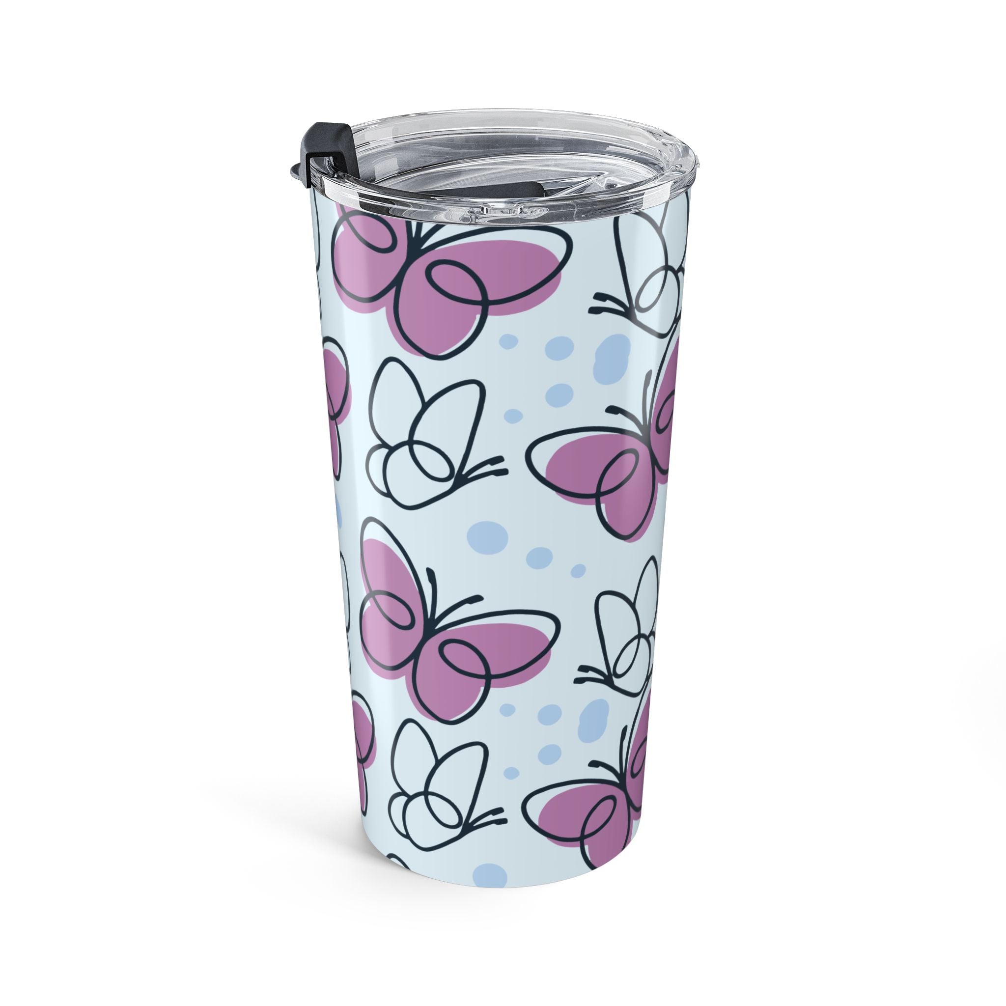 20oz Butterfly Pattern Tumbler – Pink & Blue Travel Cup
