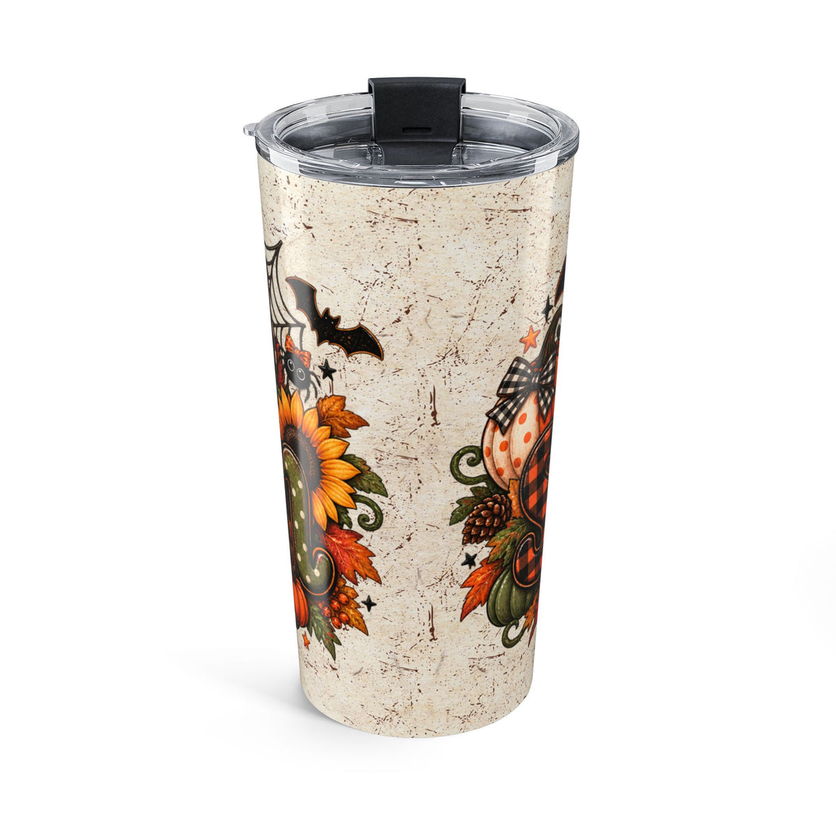 20oz Fall/Halloween Tumbler — 'Tis the Season' Sunflower & Pumpkin Travel Mug