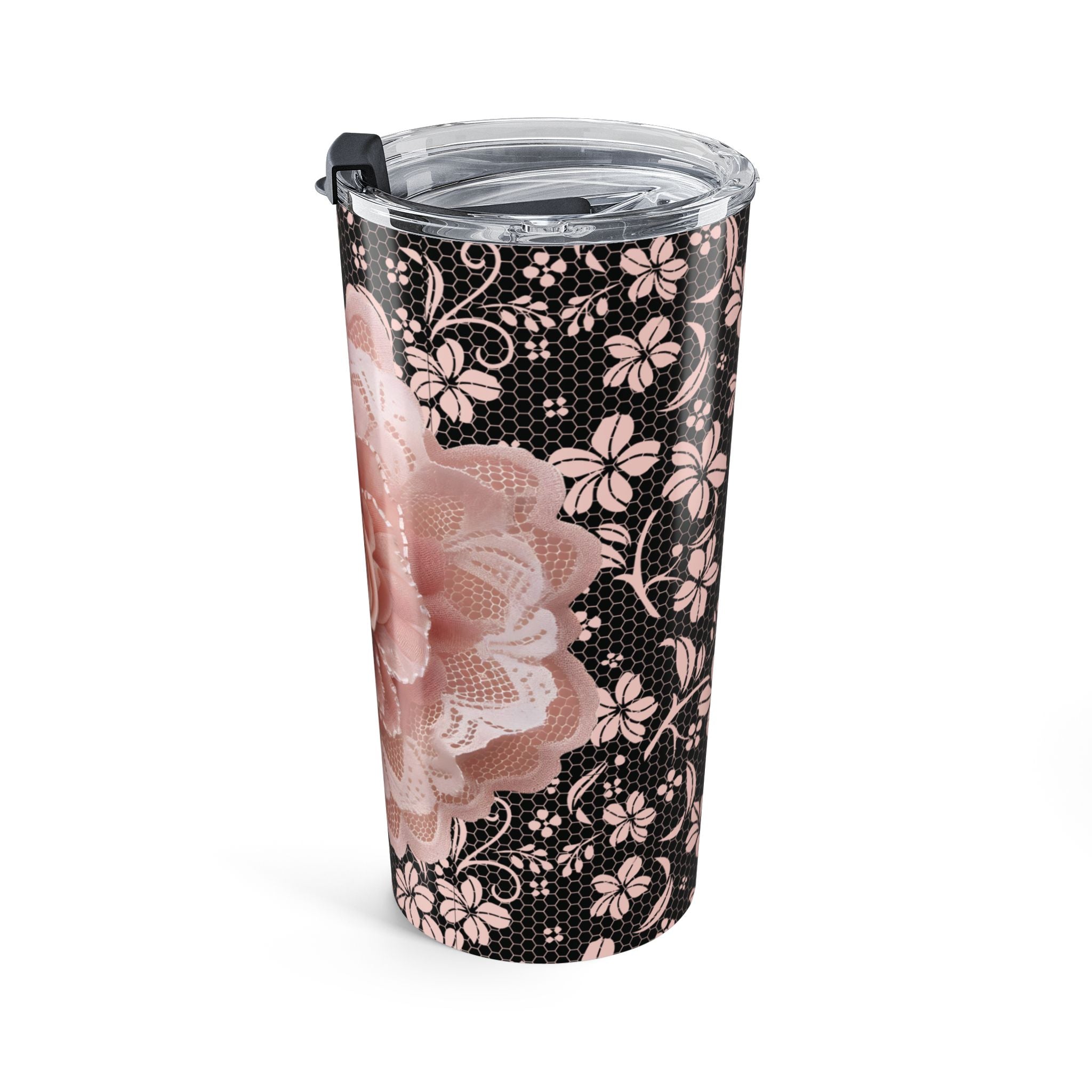 20oz Floral Lace Tumbler - Pink Rose Pattern Travel Cup