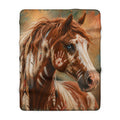 Painted Spirit Horse Sherpa Blanket — Native-Inspired Art Fleece Throw
