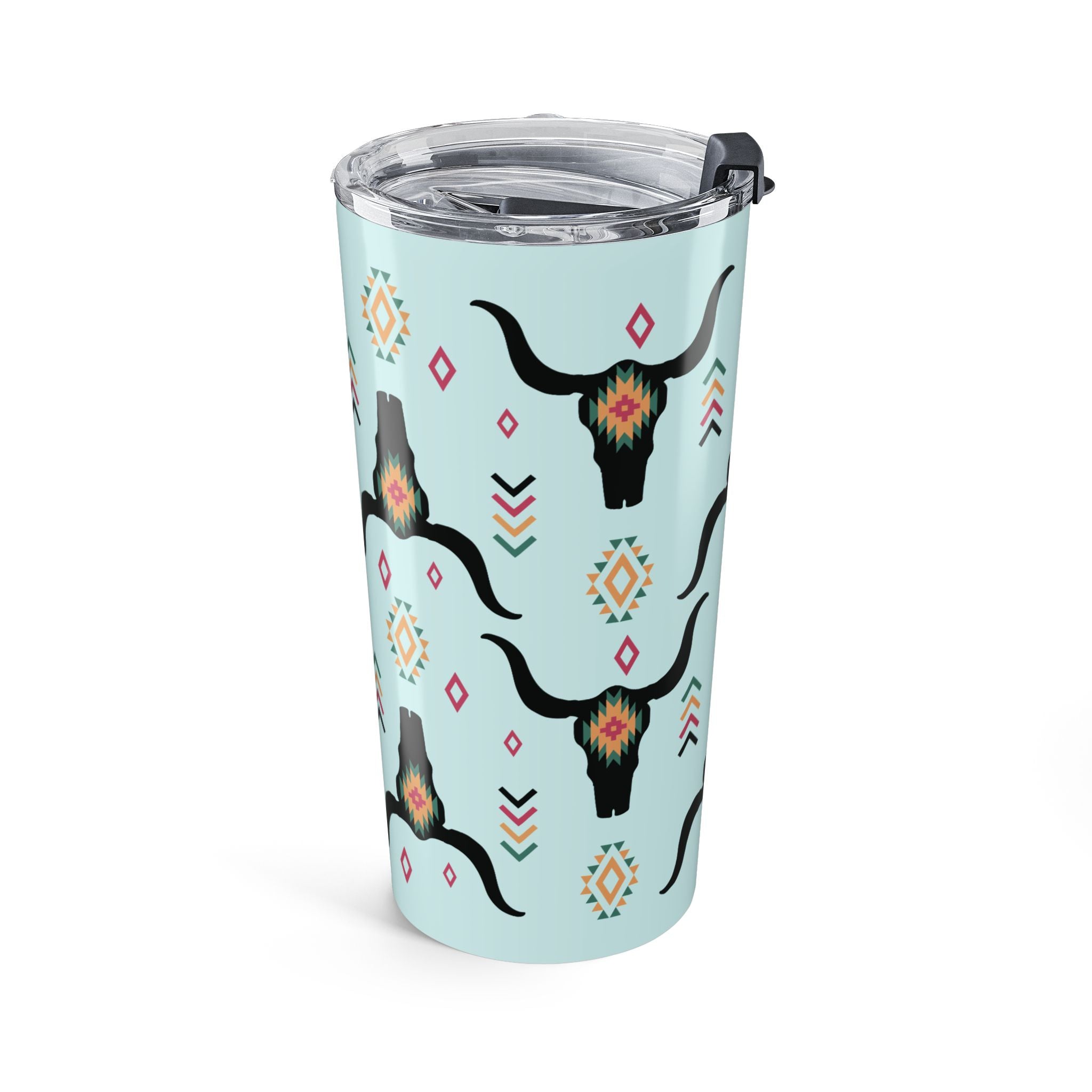20oz Southwestern Longhorn Tumbler — Aztec Pattern Insulated Travel Cup