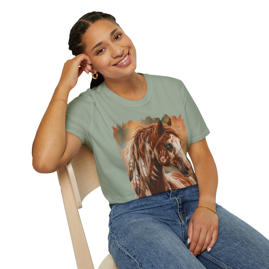 Horse Portrait T-Shirt — Blue-Eyed Paint Horse Art Tee