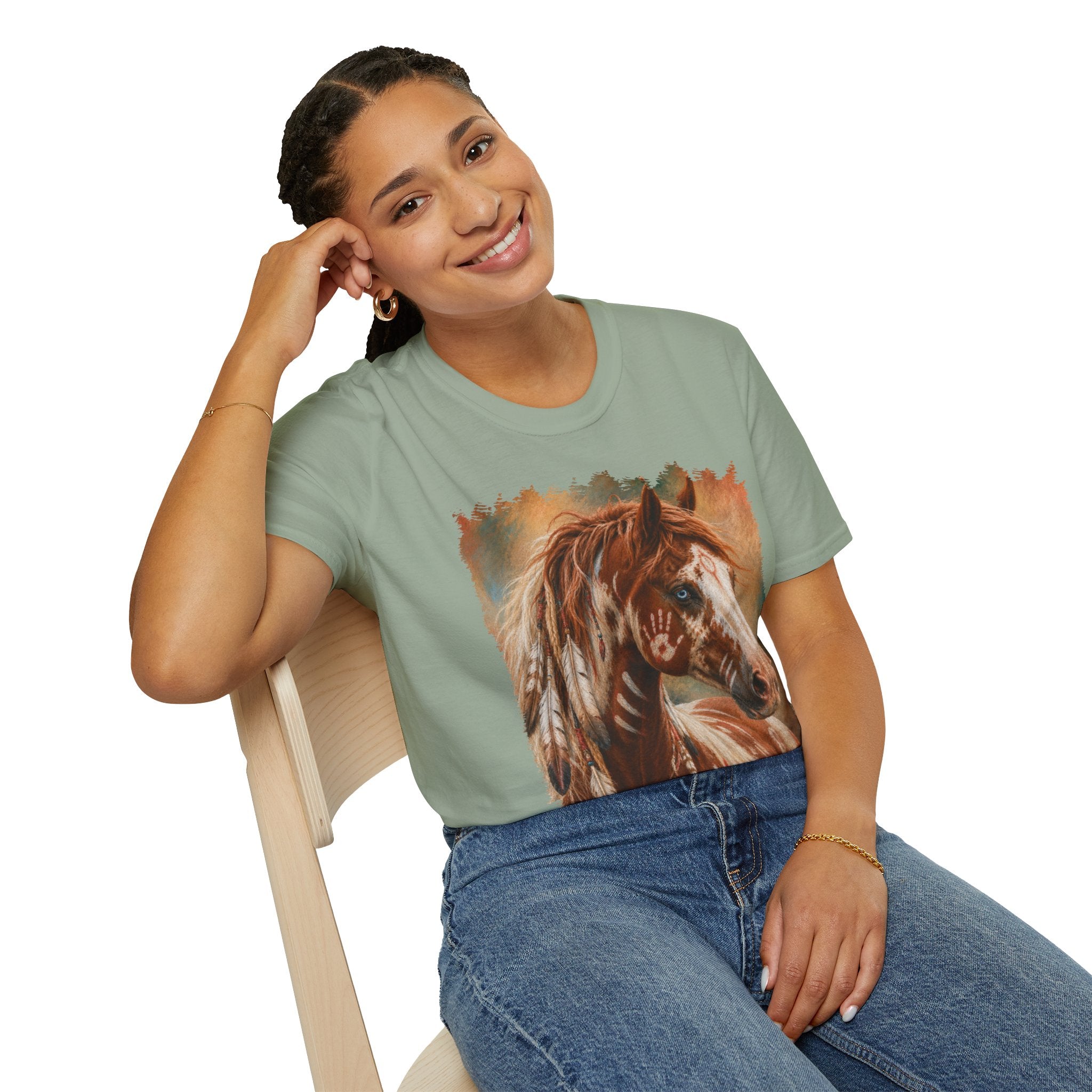 Horse Portrait T-Shirt — Blue-Eyed Paint Horse Art Tee