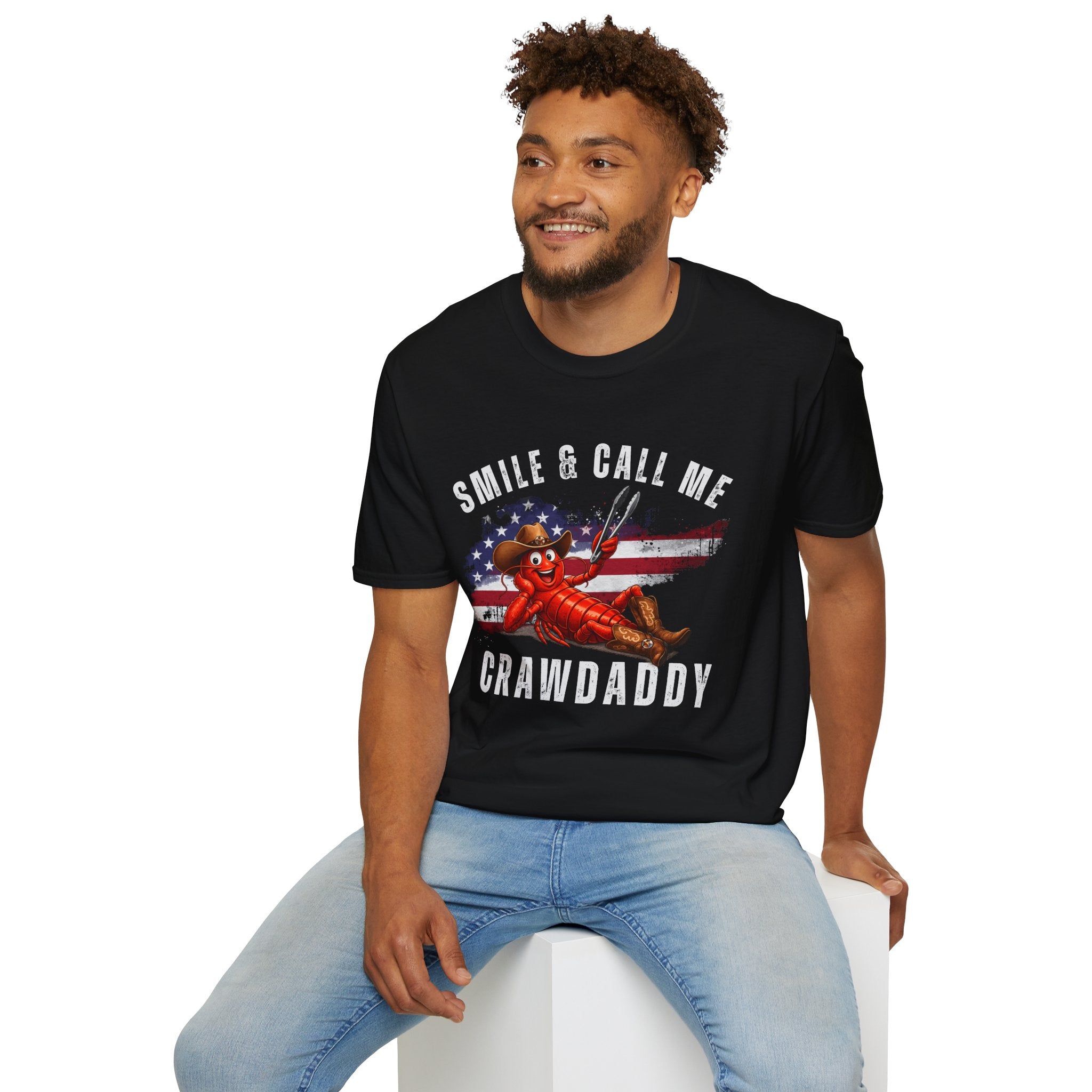 Crawfish T-Shirt — "Smile & Call Me Crawdaddy" Patriotic Cajun Tee