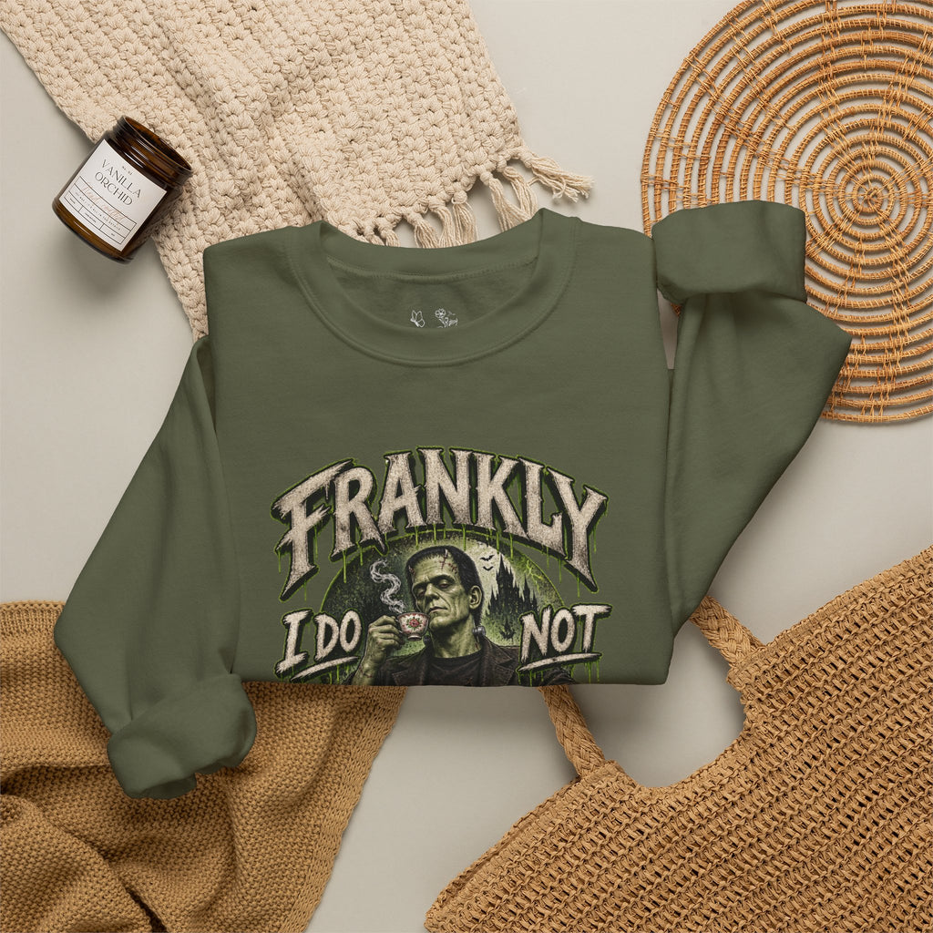 Sweatshirt — "Frankly I Do Not Care" Retro Gothic Skeleton Graphic Crewneck