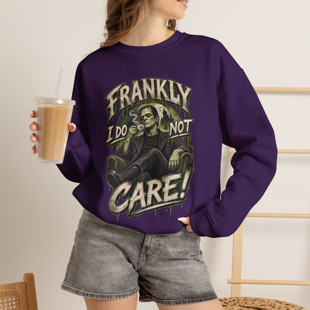 Sweatshirt — "Frankly I Do Not Care" Retro Gothic Skeleton Graphic Crewneck