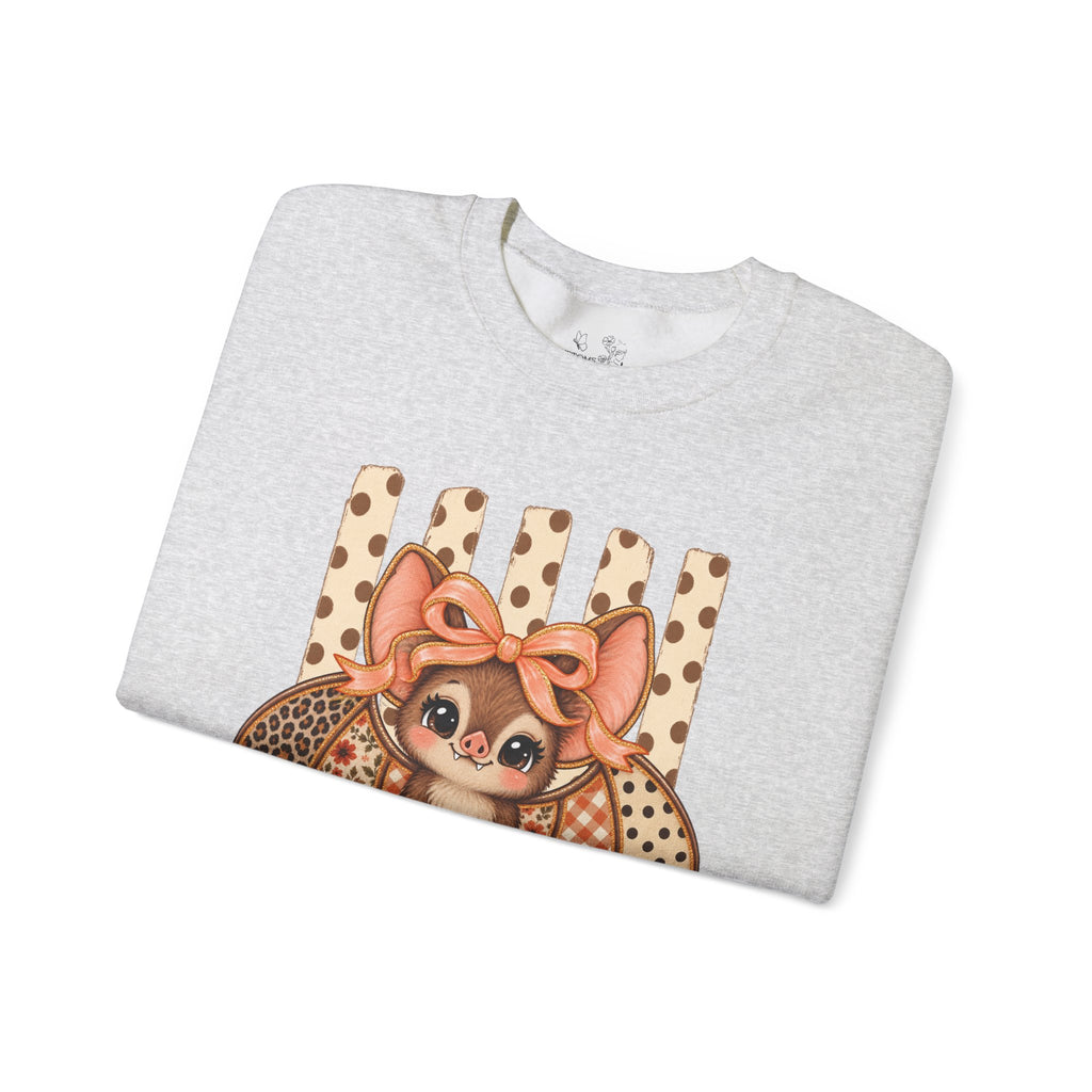 Cute Bat Crewneck Sweatshirt — Kawaii Bat with Bow Graphic