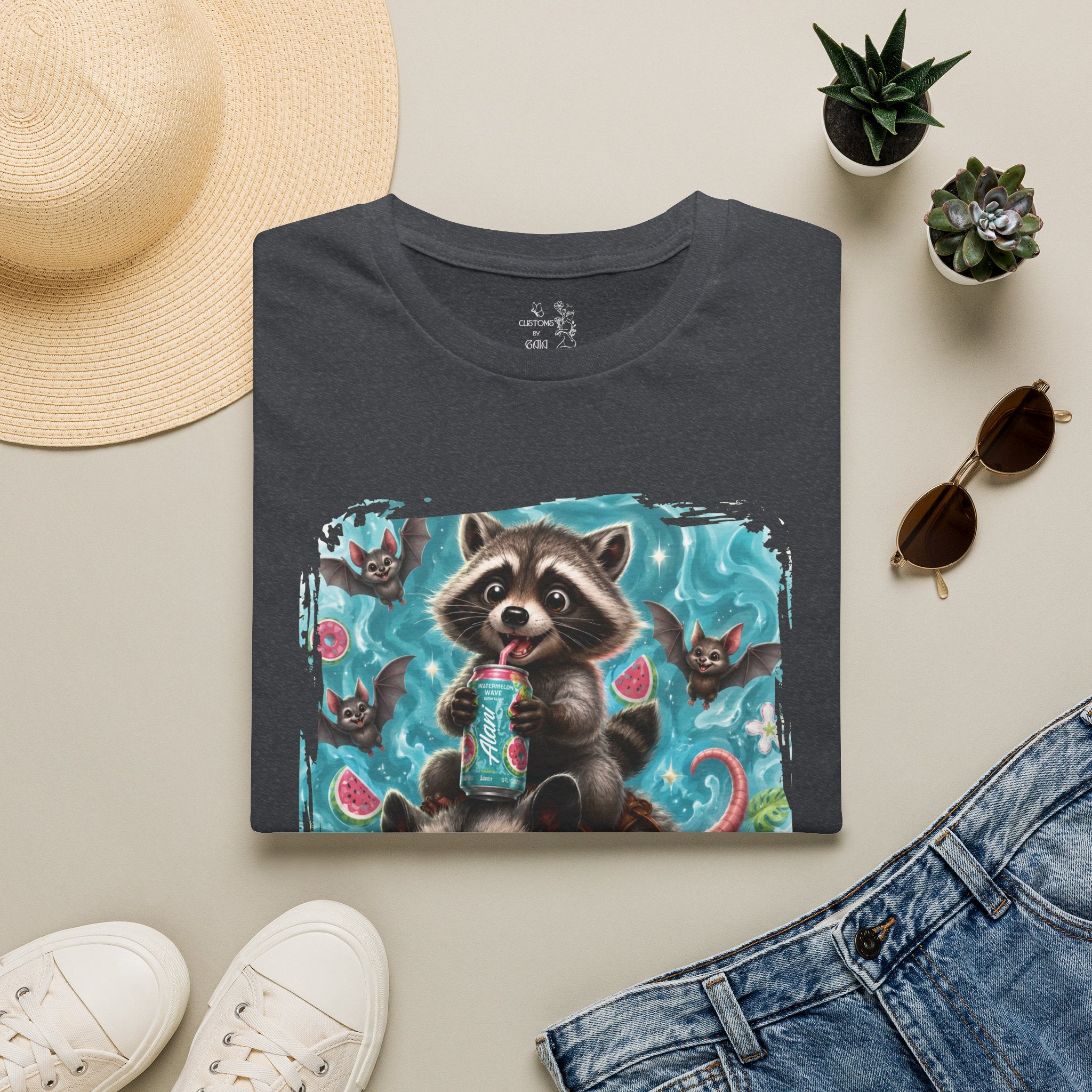Raccoon Watermelon Summer T-Shirt — Cute Animal Graphic Tee
