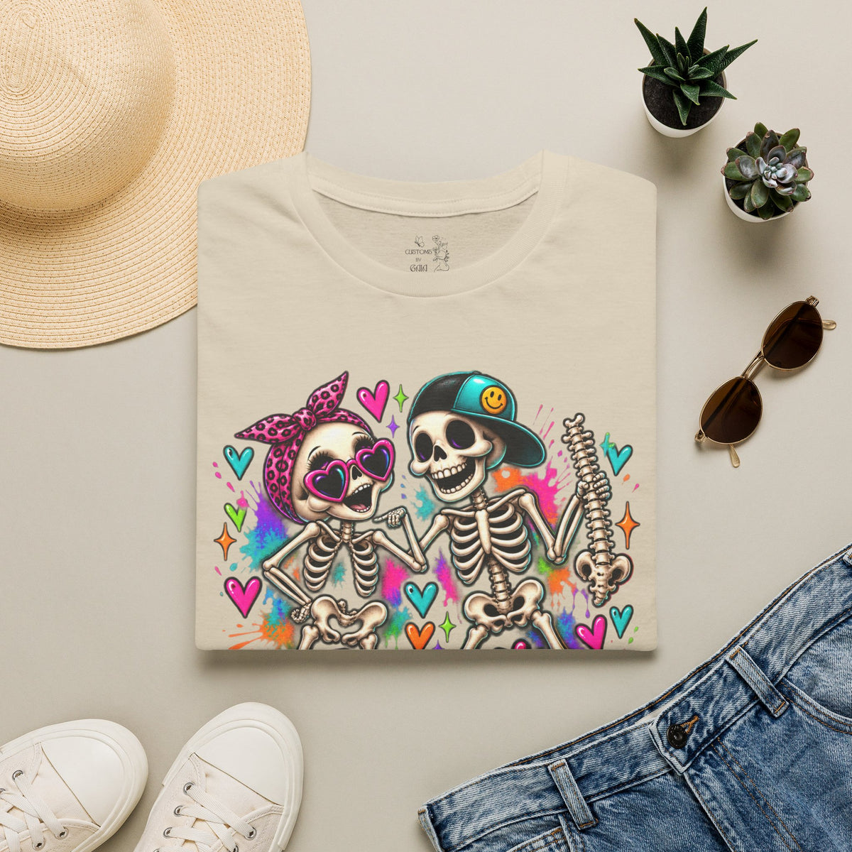 T-Shirt — Colorful Skeleton 'I've Got Your Back' Friend Graphic Tee