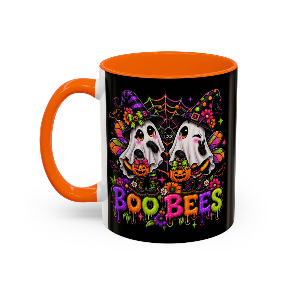 Halloween Boo Bees Coffee Mug — Cute Ghost Bees with Pumpkins
