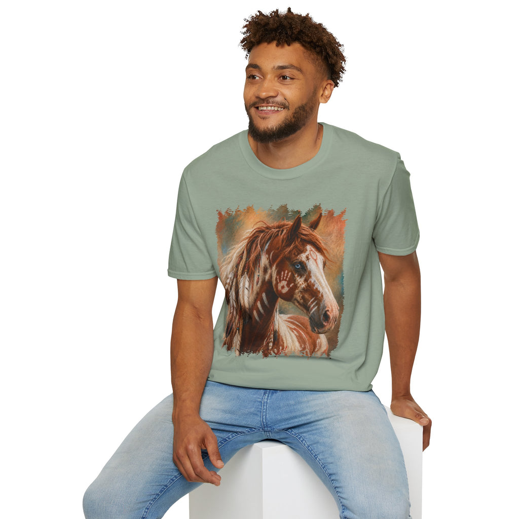Horse Portrait T-Shirt — Blue-Eyed Paint Horse Art Tee