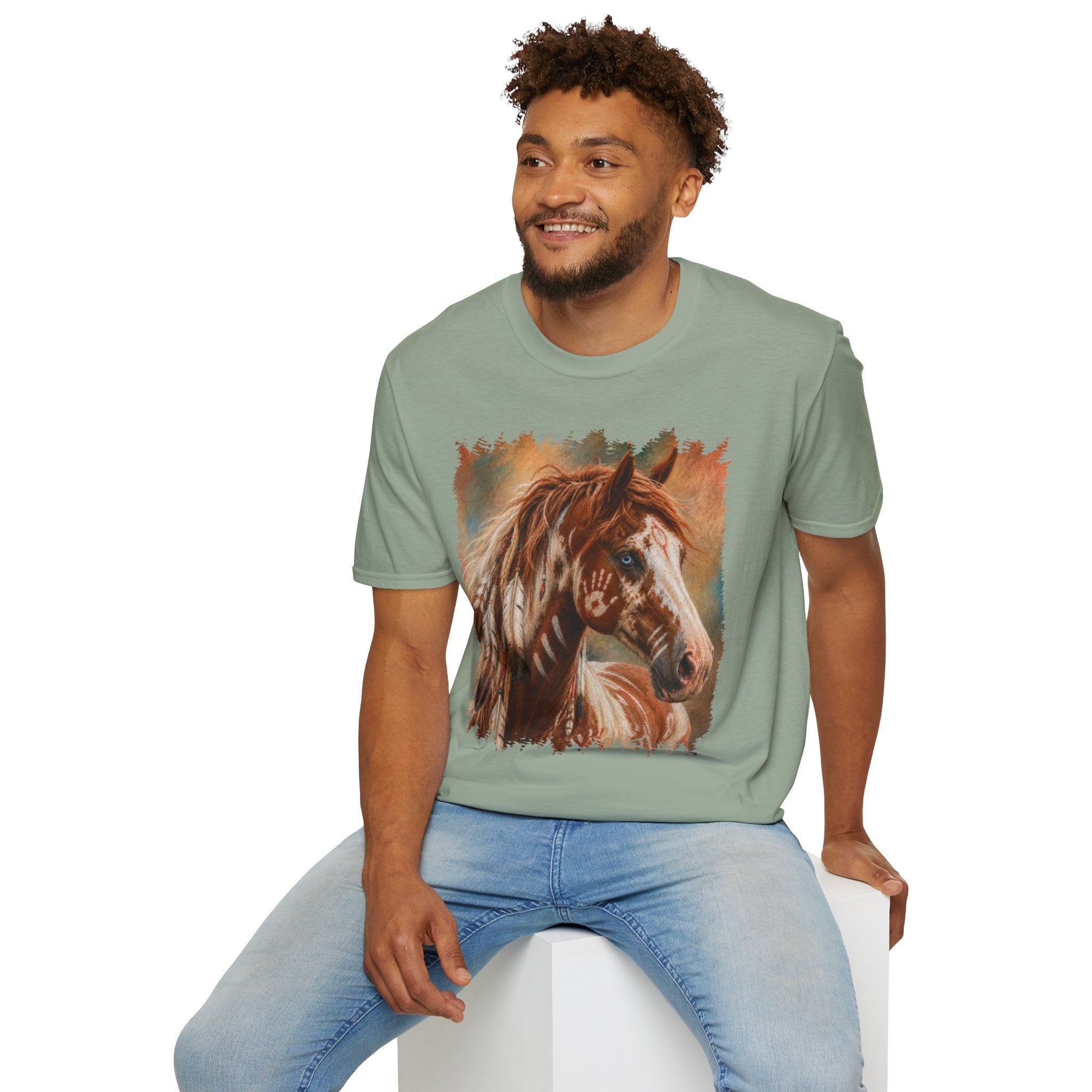 Horse Portrait T-Shirt — Blue-Eyed Paint Horse Art Tee