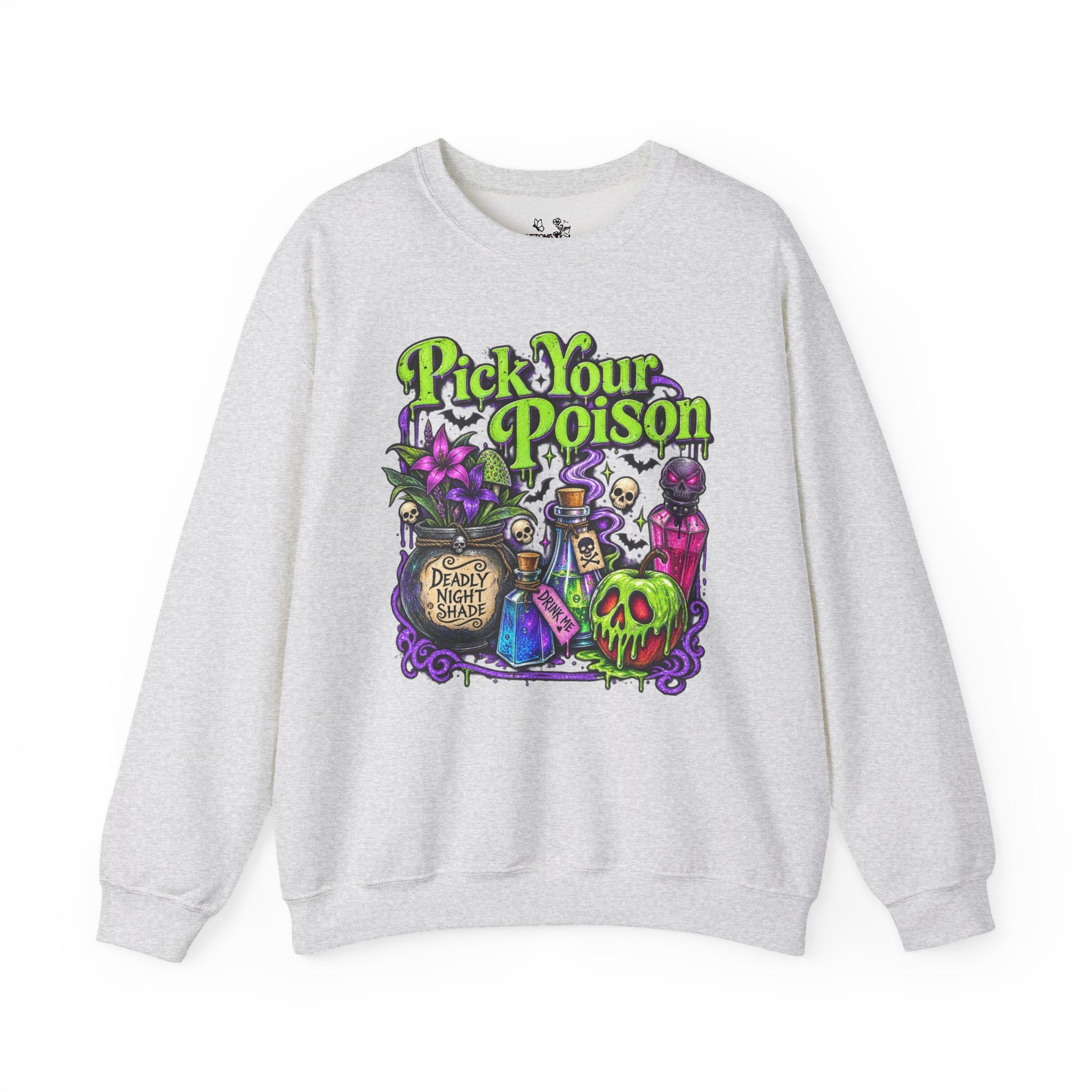 Sweatshirt — "Pick Your Poison" Halloween Potion Graphic Crewneck