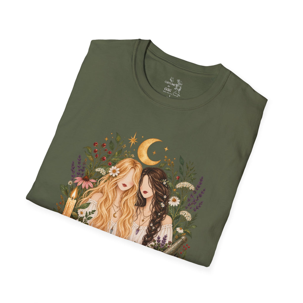 Witchy Sisters T-Shirt – 'Practical Magic' Boho Moon Witch Illustration