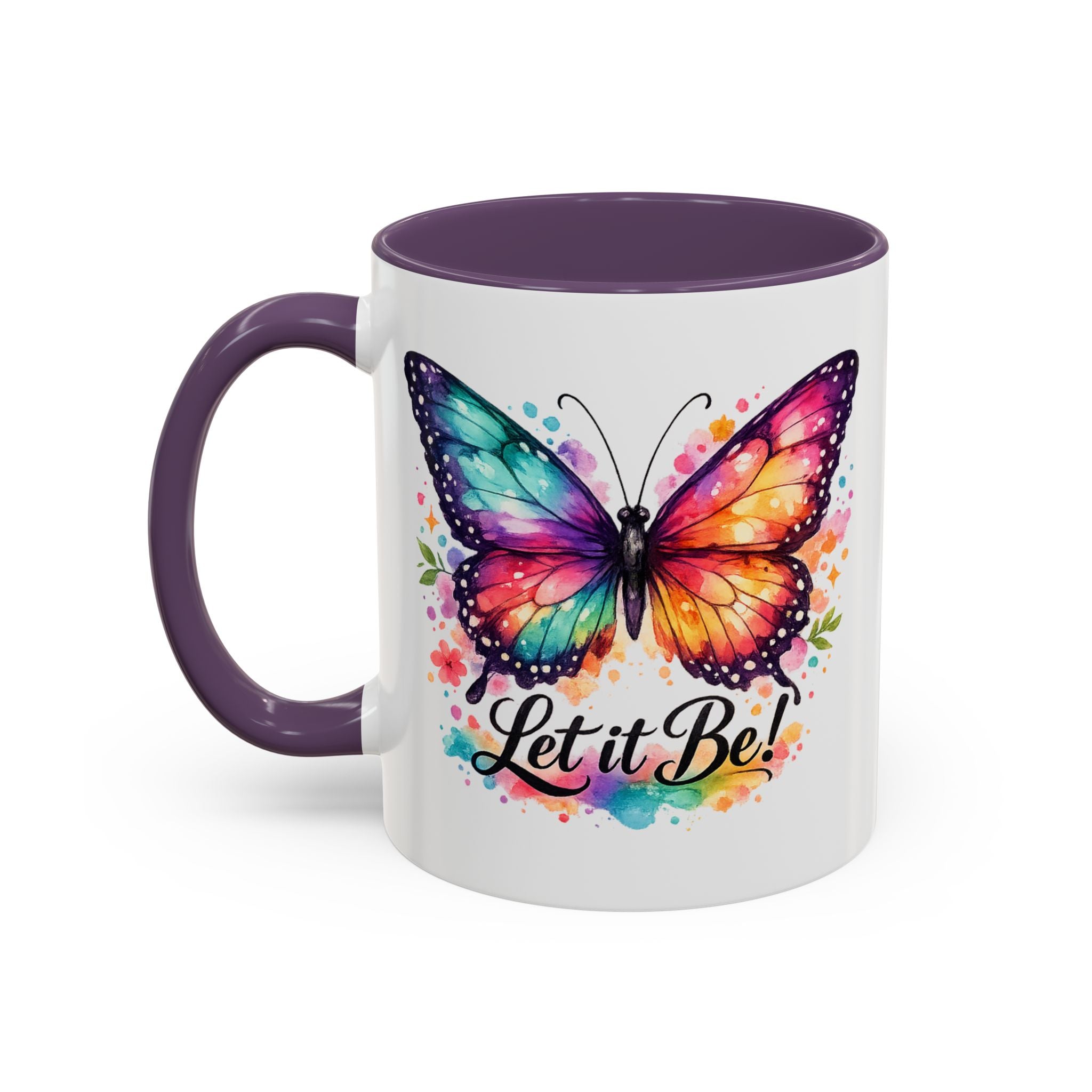Let It Be Butterfly Accent Coffee Mug — Colorful Inspirational 11/15oz