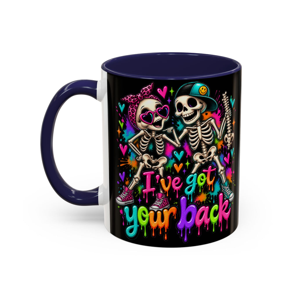 "I’ve Got Your Back" Skeleton Coffee Mug — Colorful Gothic Accent 11/15oz