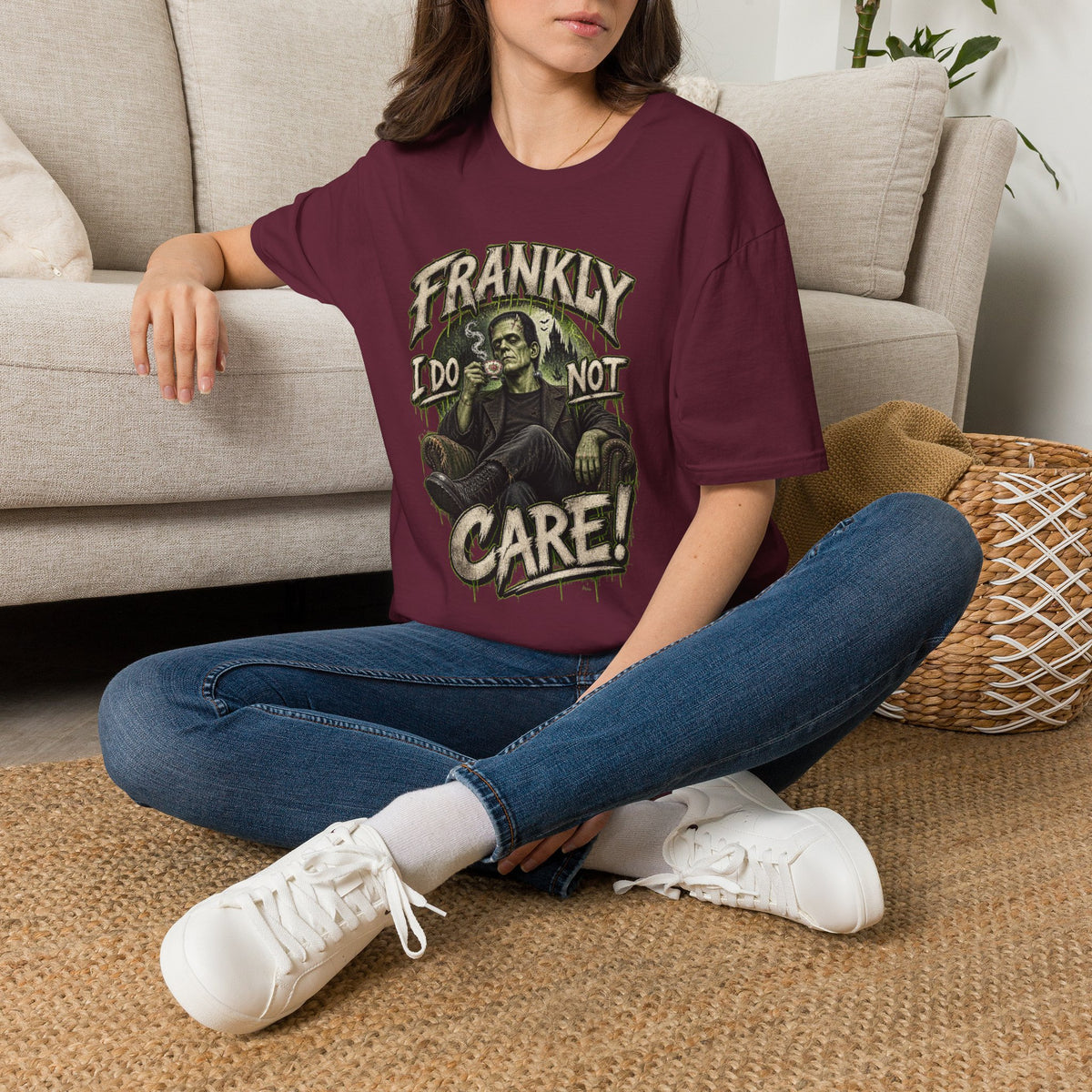 Frankly I Do Not Care T-Shirt — Retro Frankenstein Graphic Tee