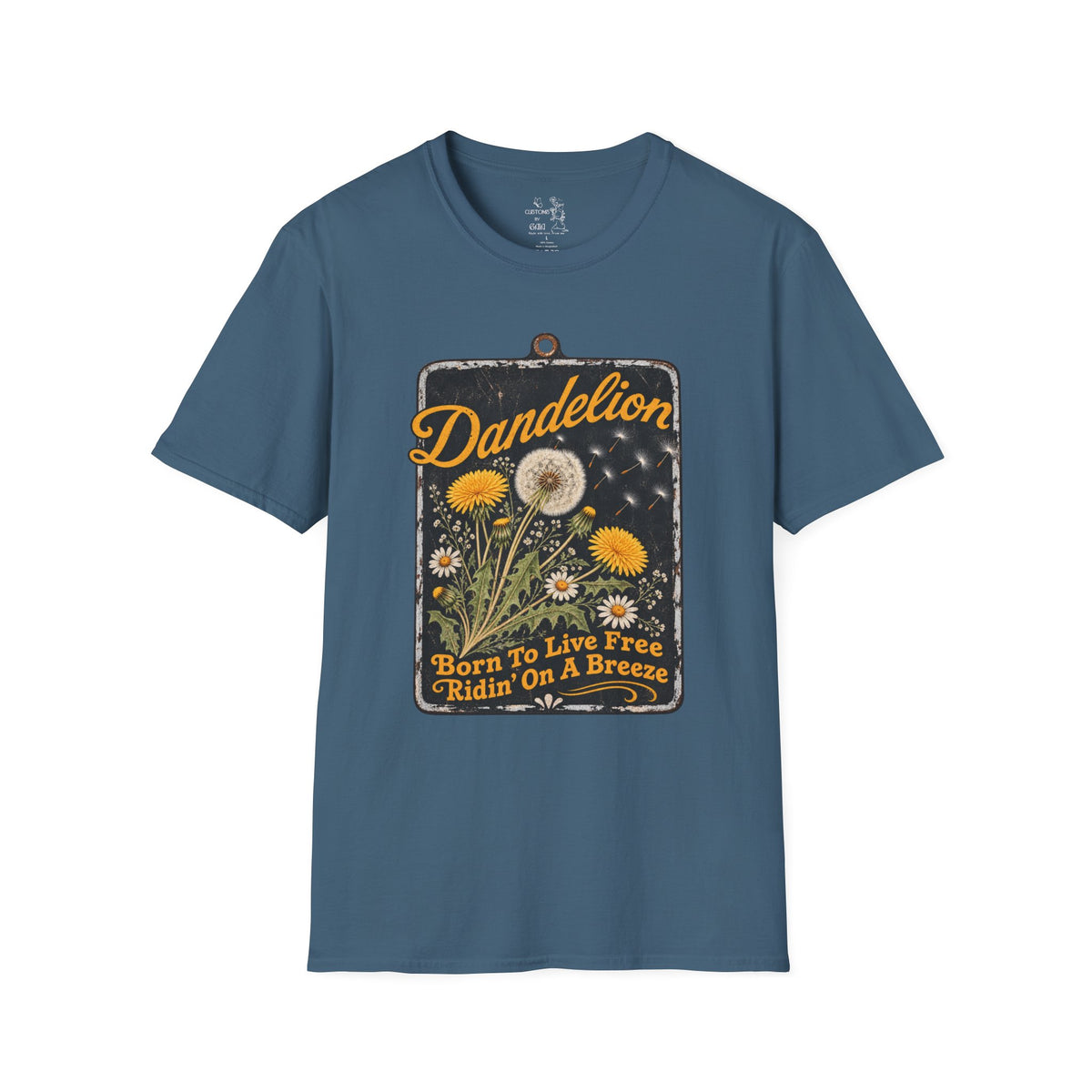 Dandelion Tee — "Born To Live Free, Ridin' On A Breeze" Vintage Floral T-Shirt