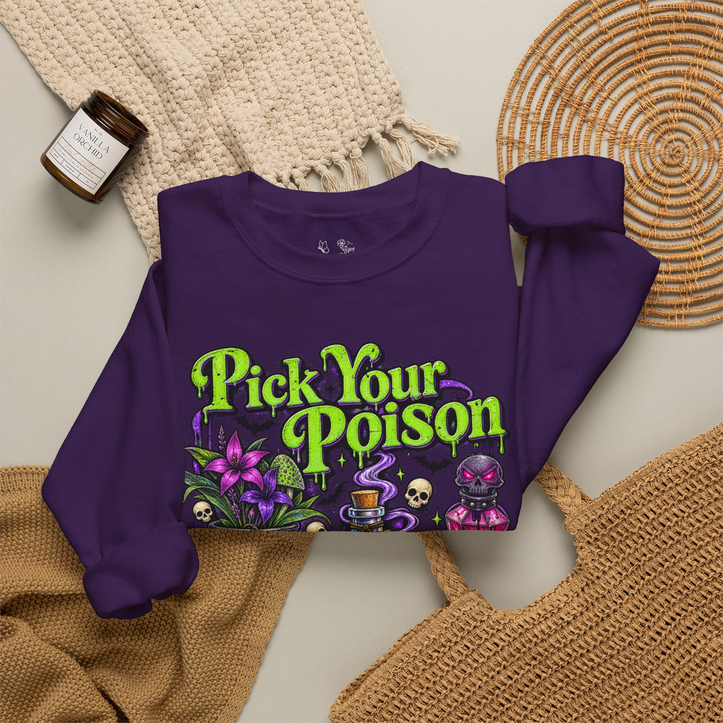 Sweatshirt — "Pick Your Poison" Halloween Potion Graphic Crewneck