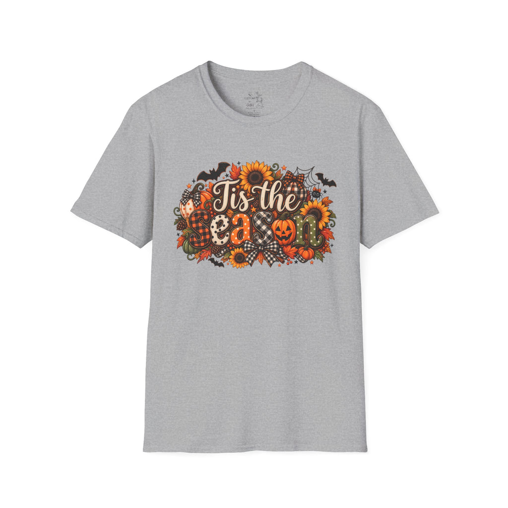 Halloween T-Shirt — "Tis the Season" Pumpkin & Sunflower Fall Graphic
