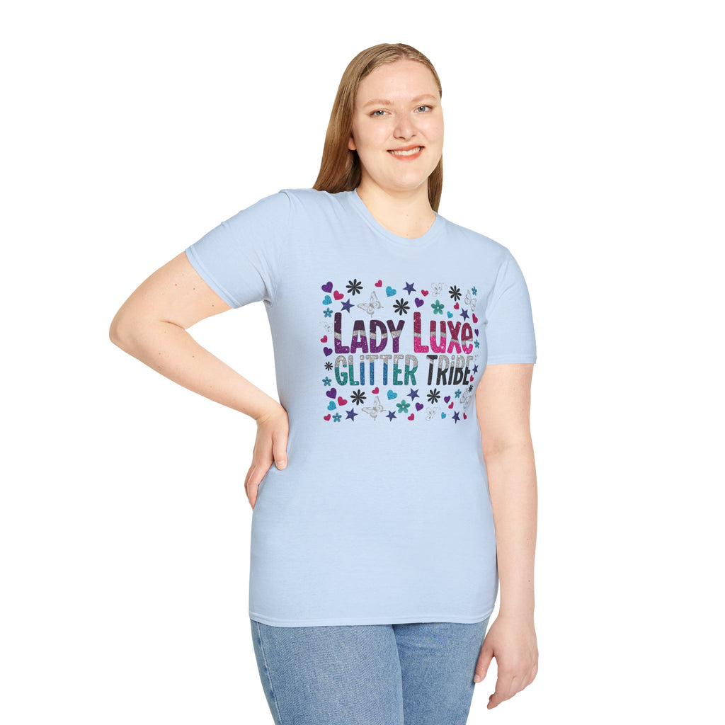 T-Shirt — "Lady Luxe Glitter Tribe" Sparkle Graphic Tee