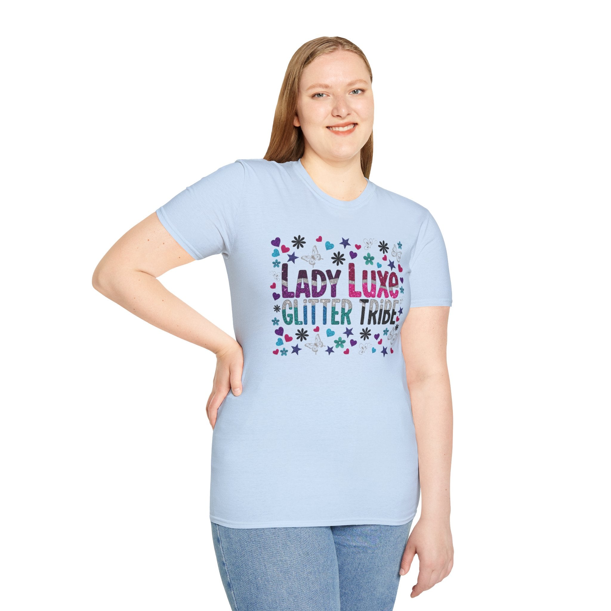 T-Shirt — "Lady Luxe Glitter Tribe" Sparkle Graphic Tee