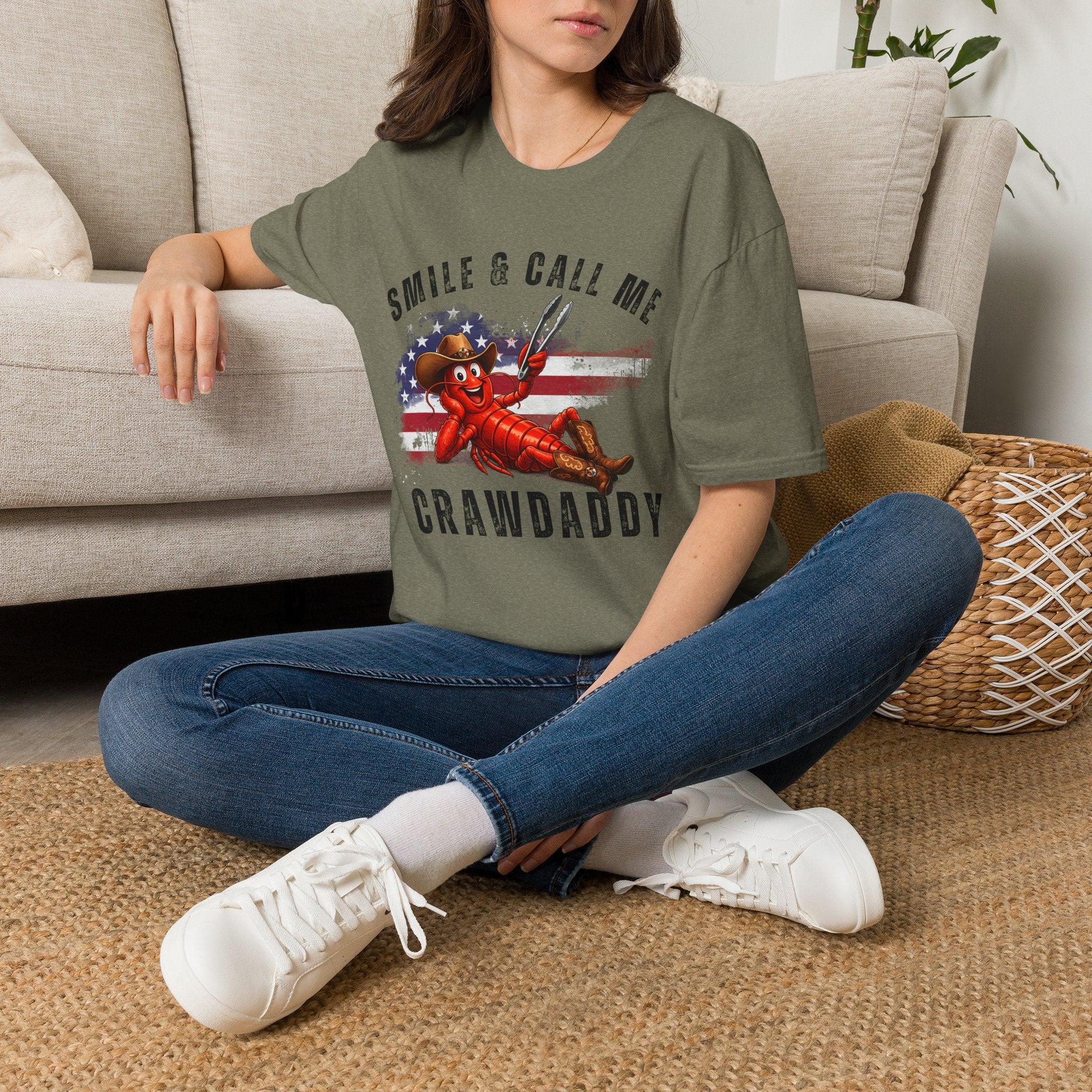 Crawfish T-Shirt — "Smile & Call Me Crawdaddy" Patriotic Cajun Tee