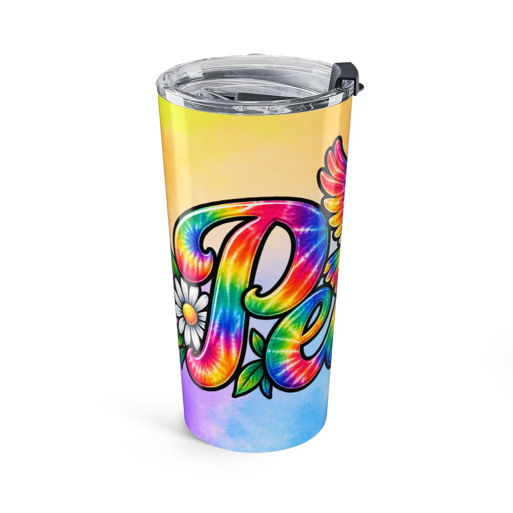 20oz Rainbow Dove Tumbler — Peace Sign & Daisy Travel Cup