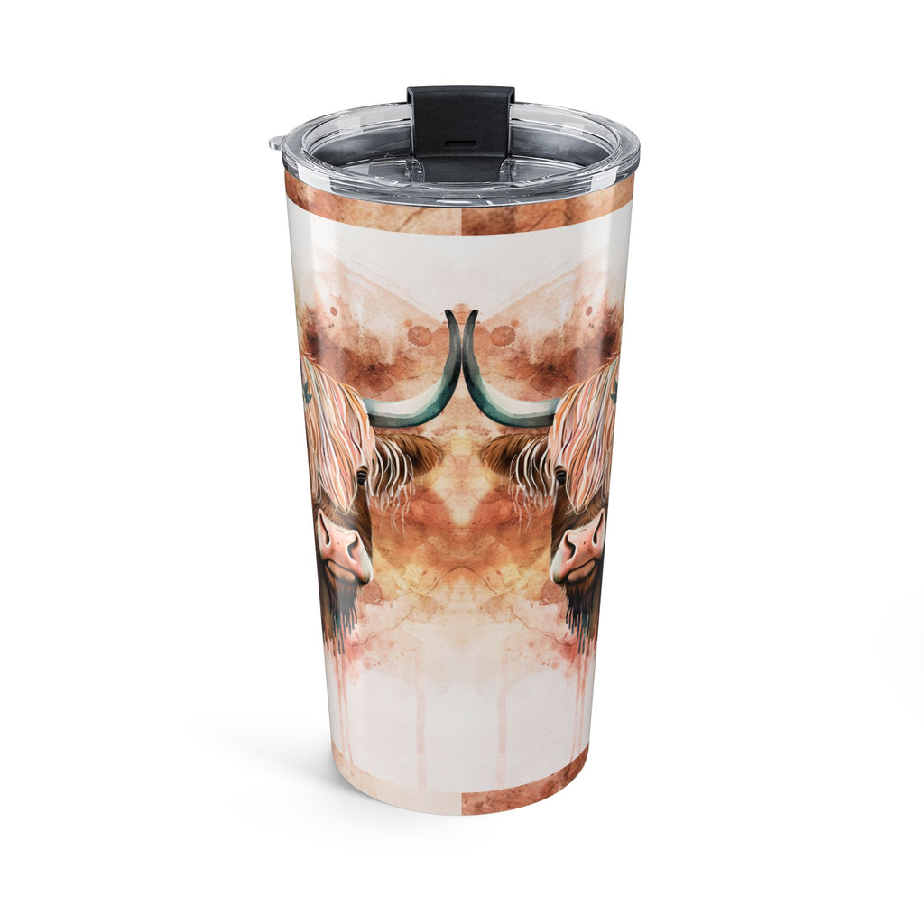 Highland Cow Floral 20oz Tumbler — Boho Rustic Insulated Travel Cup