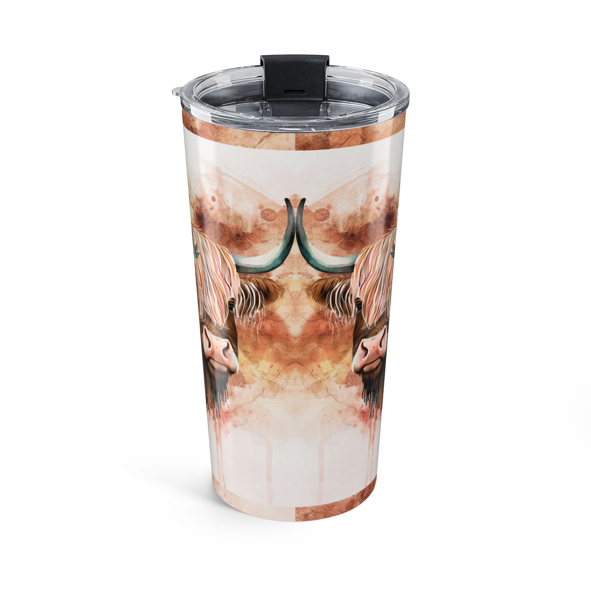 Highland Cow Floral 20oz Tumbler — Boho Rustic Insulated Travel Cup