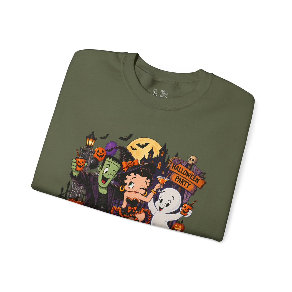 Halloween Betty Boop Crewneck Sweatshirt — Retro Spooky Cartoon Graphic