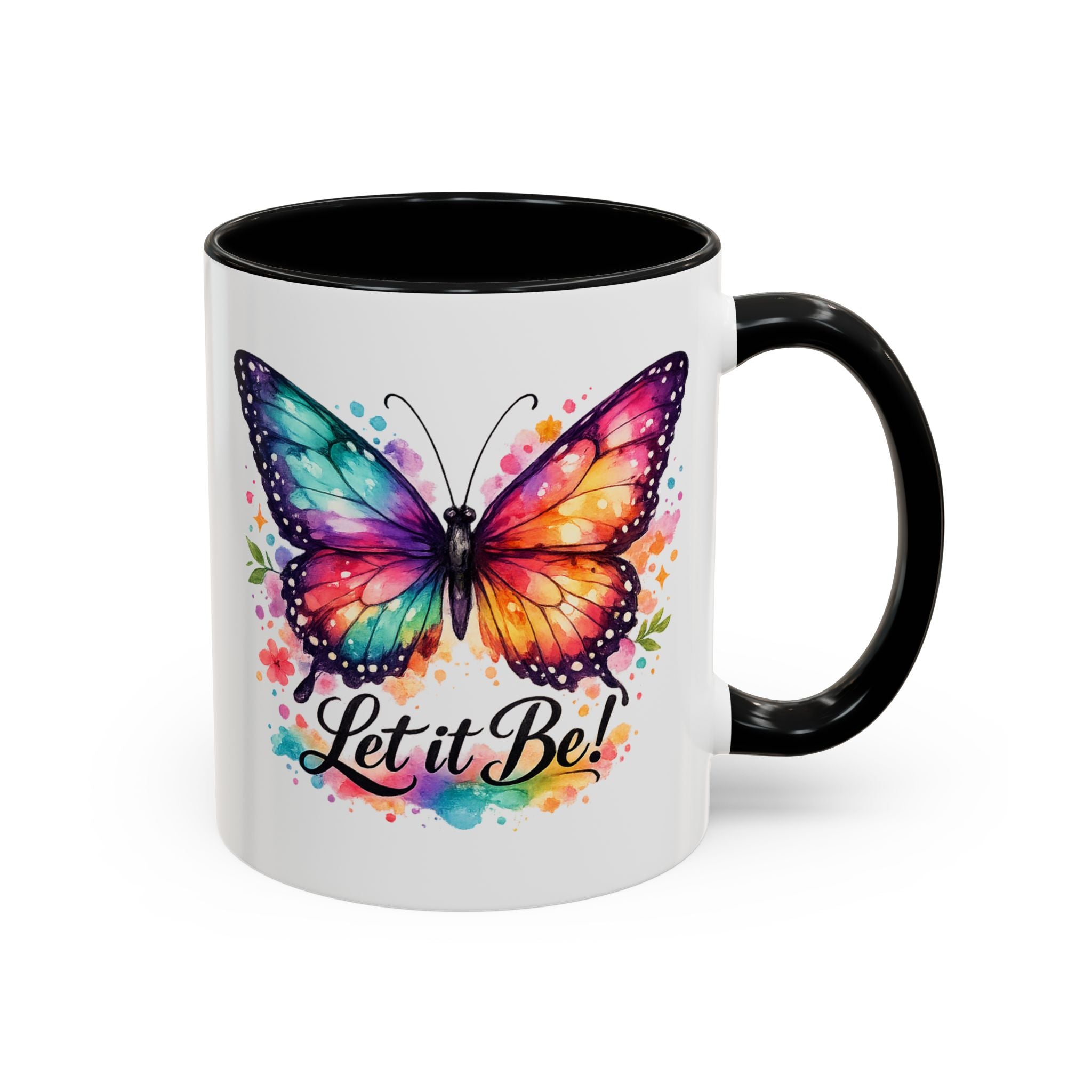 Let It Be Butterfly Accent Coffee Mug — Colorful Inspirational 11/15oz