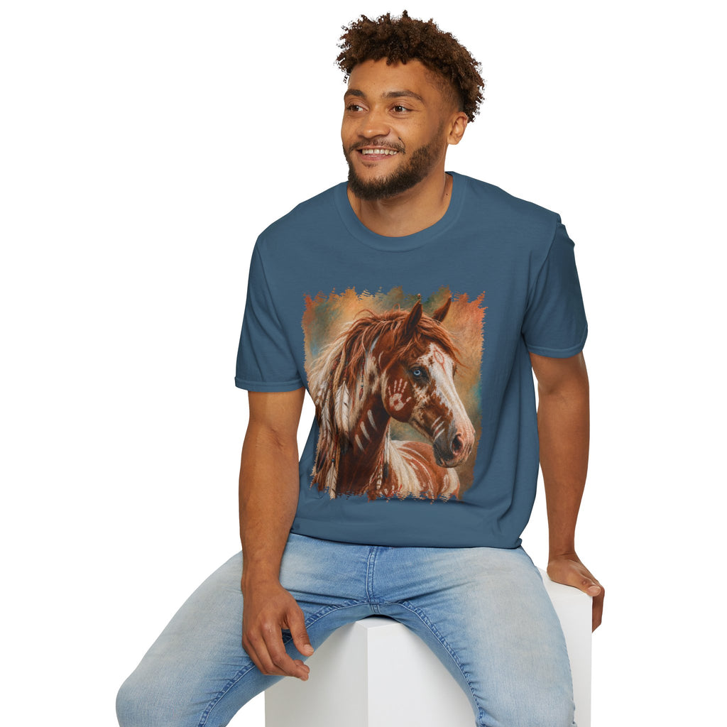 Horse Portrait T-Shirt — Blue-Eyed Paint Horse Art Tee
