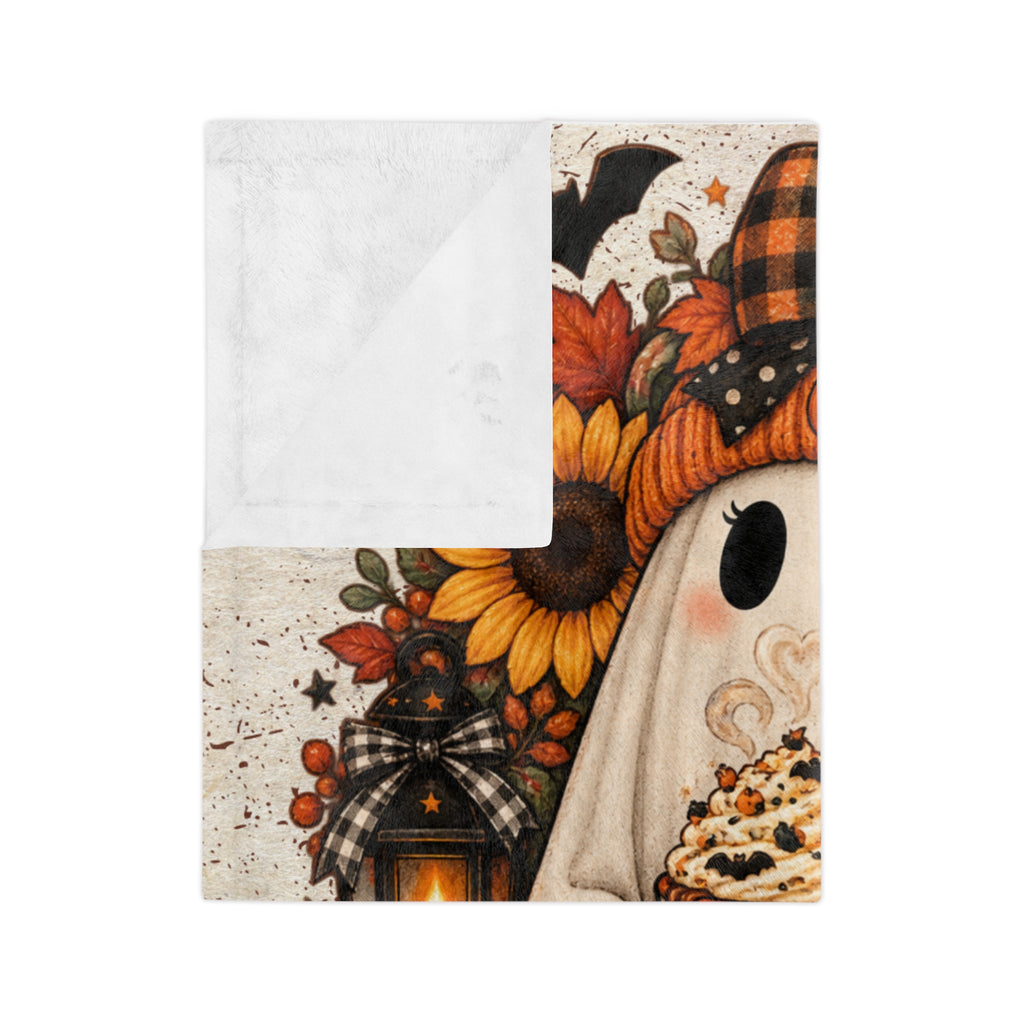 Halloween Ghost Blanket — "In My Spooky Era" Pumpkin & Sunflower Fall Throw