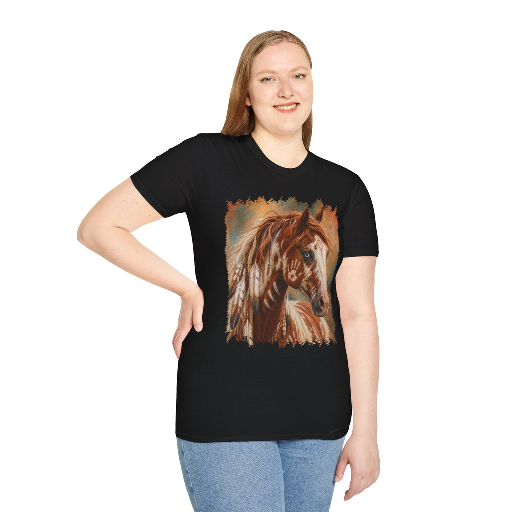 Horse Portrait T-Shirt — Blue-Eyed Paint Horse Art Tee