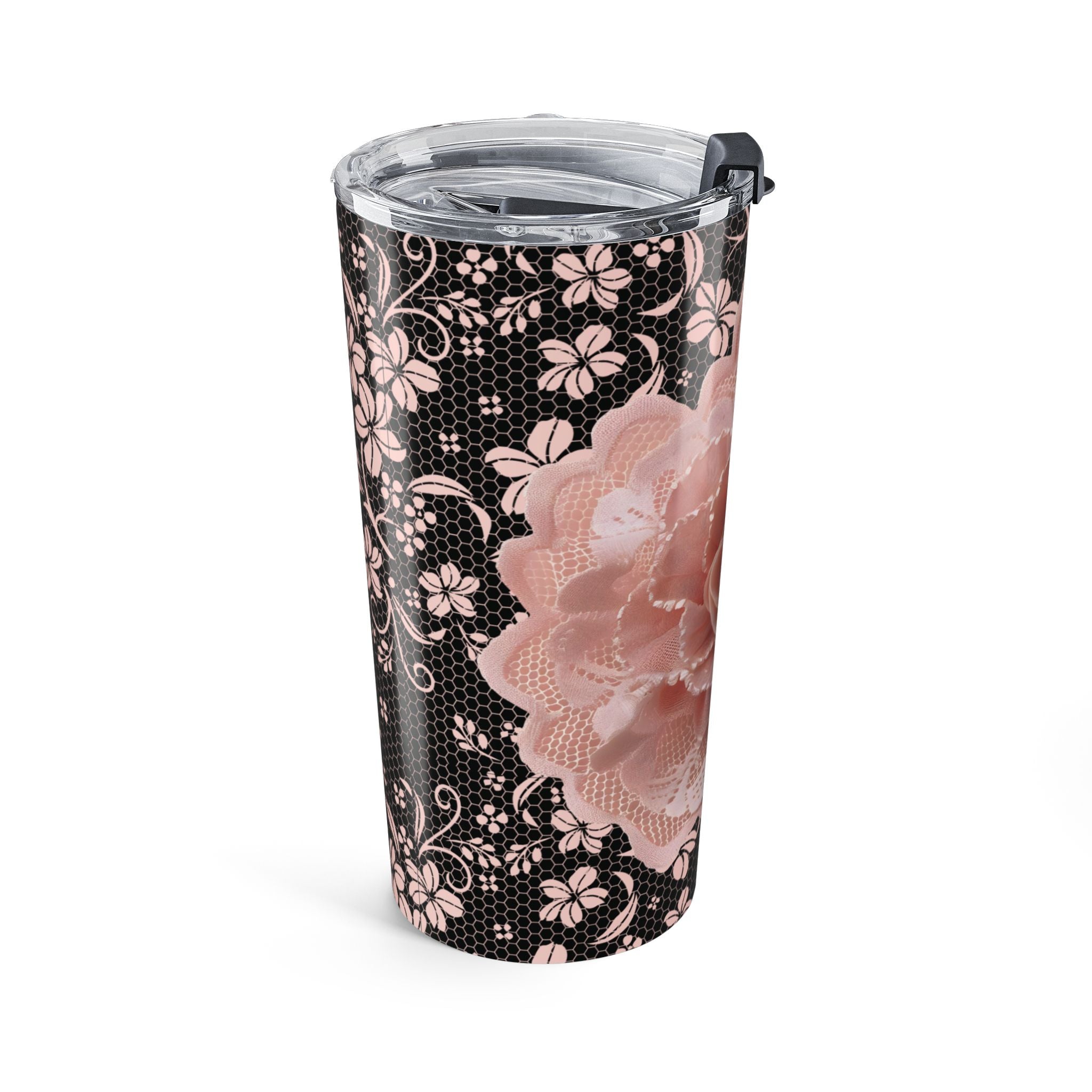 20oz Floral Lace Tumbler - Pink Rose Pattern Travel Cup
