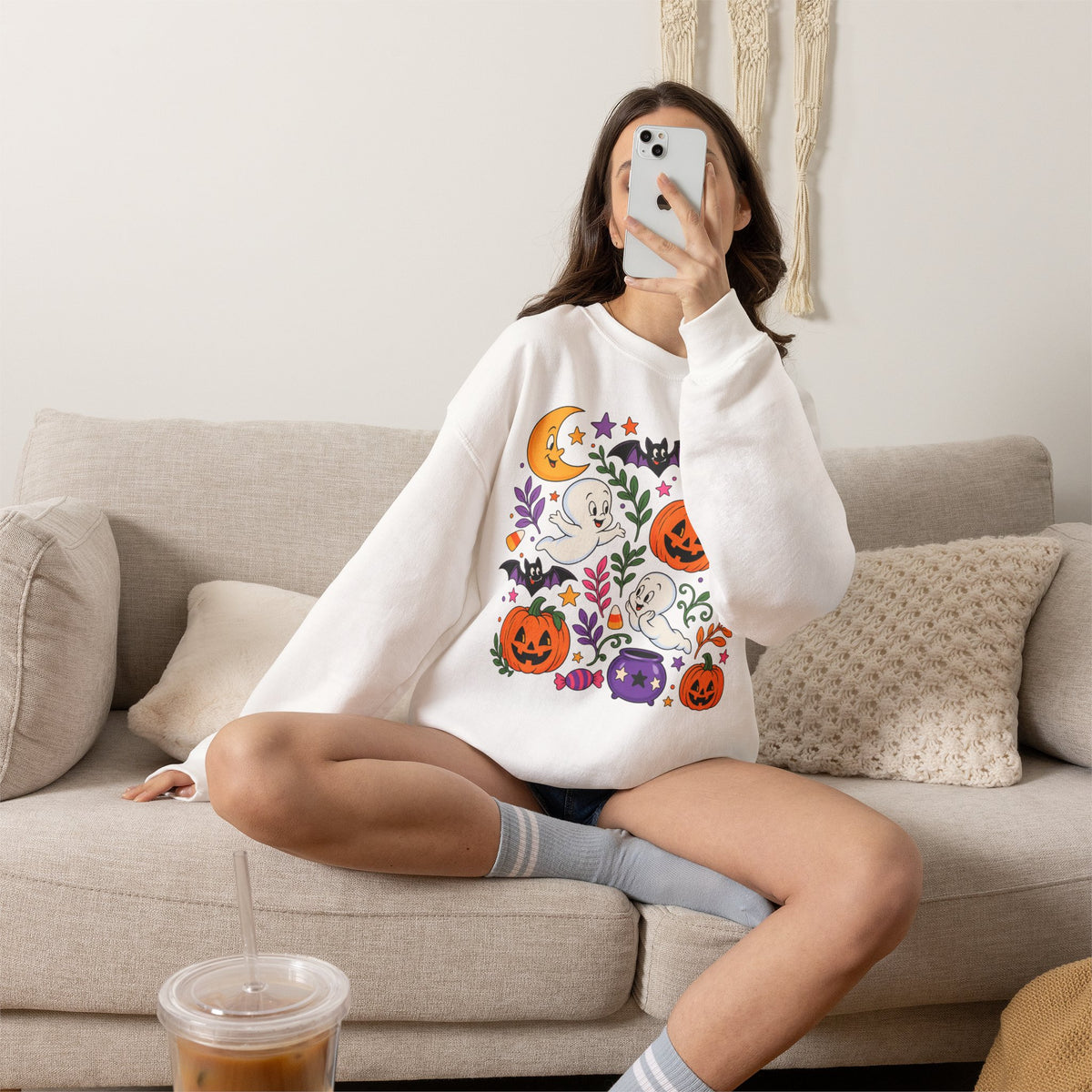 Halloween Ghosts & Pumpkins Crewneck Sweatshirt