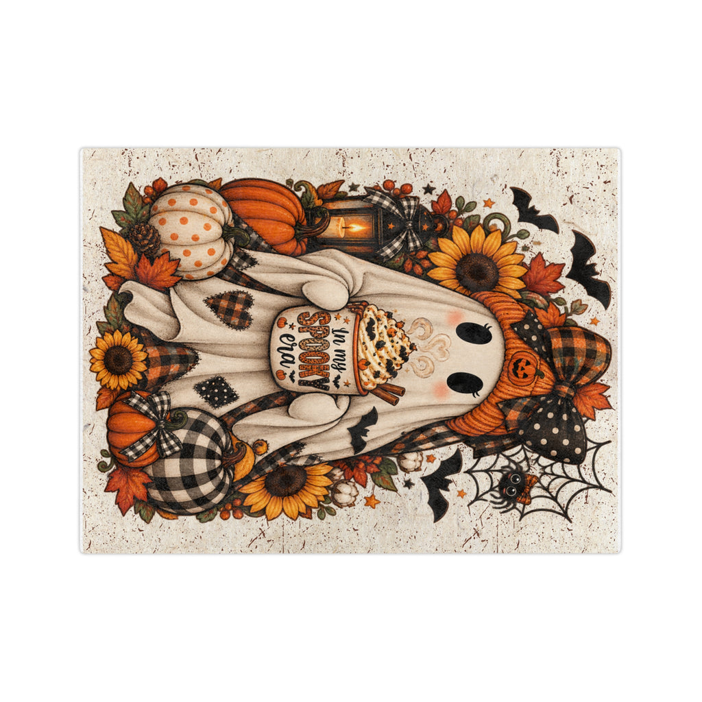 Halloween Ghost Blanket — "In My Spooky Era" Pumpkin & Sunflower Fall Throw