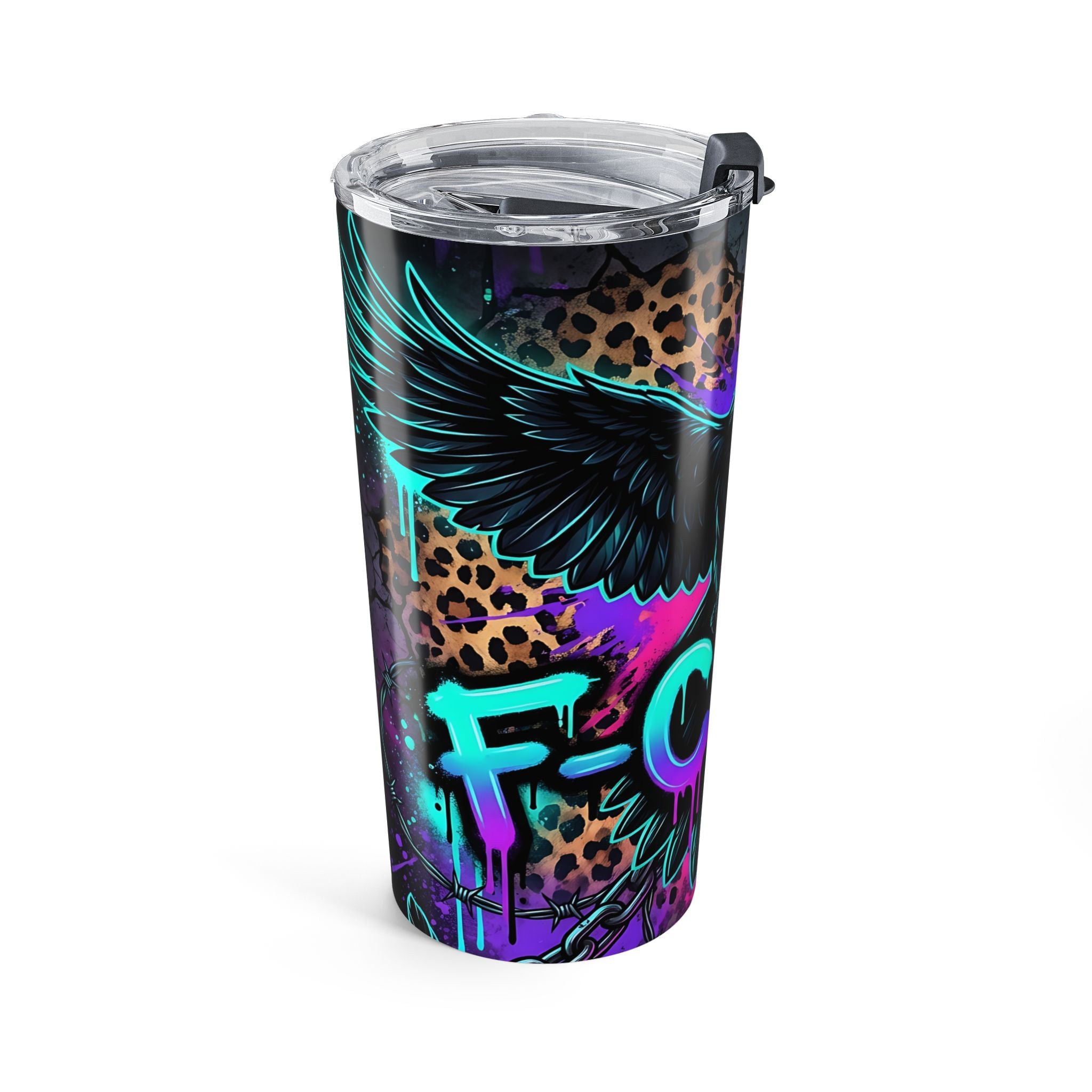 20oz Raven F-CAW-F Neon Tumbler — Gothic Punk Travel Cup
