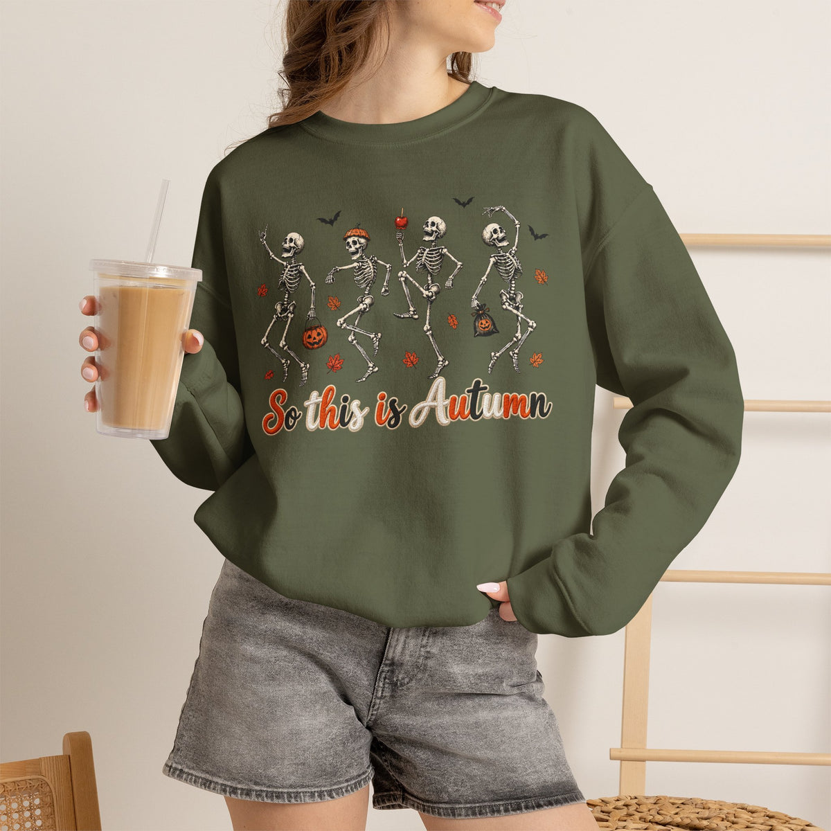 Autumn Skeleton Dance Sweatshirt — "So this is autumn" Cozy Fall Crewneck