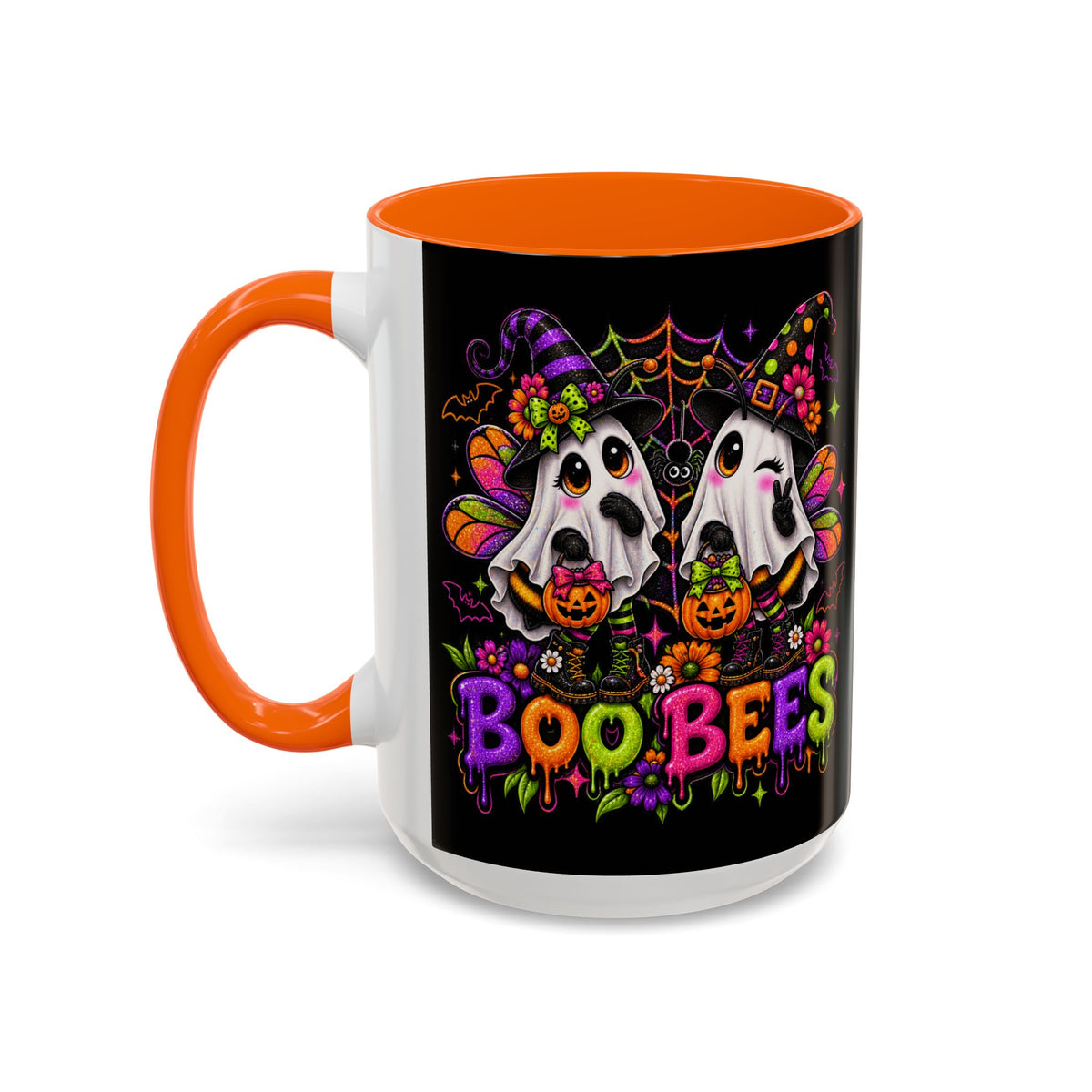 Halloween Boo Bees Coffee Mug — Cute Ghost Bees with Pumpkins