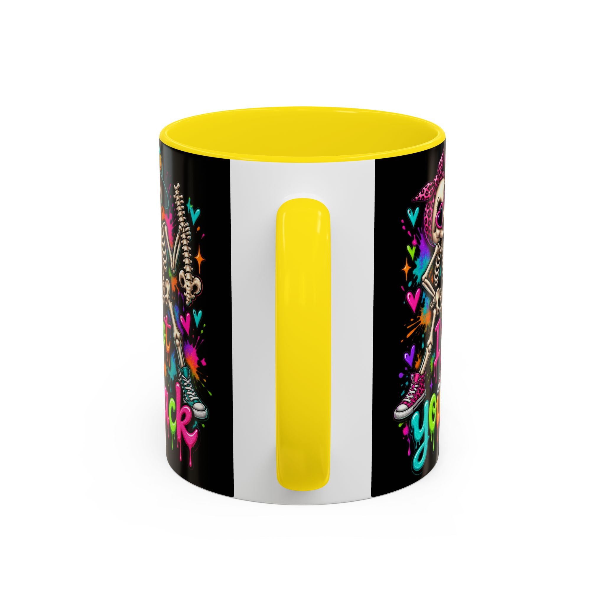 "I’ve Got Your Back" Skeleton Coffee Mug — Colorful Gothic Accent 11/15oz