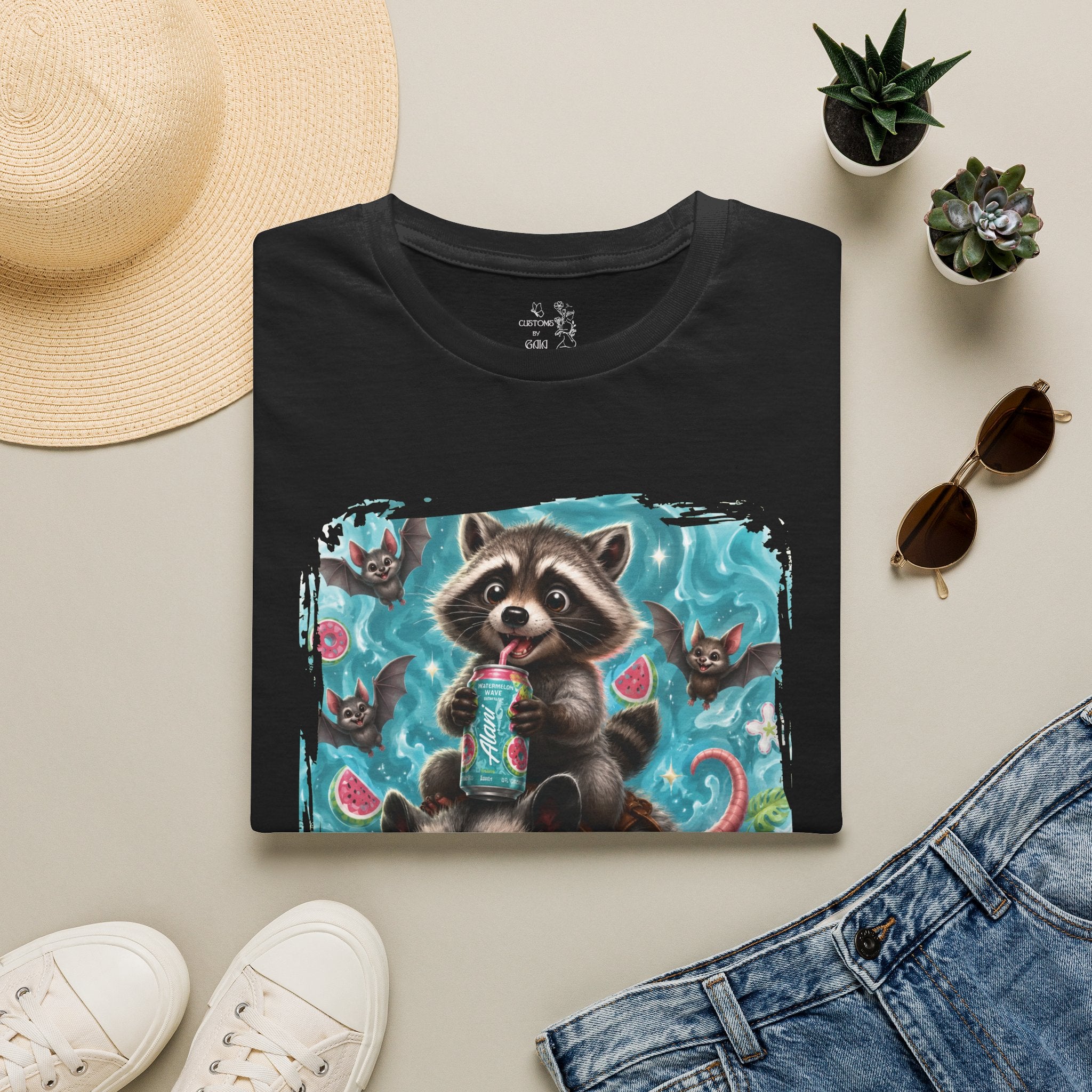 Raccoon Watermelon Summer T-Shirt — Cute Animal Graphic Tee