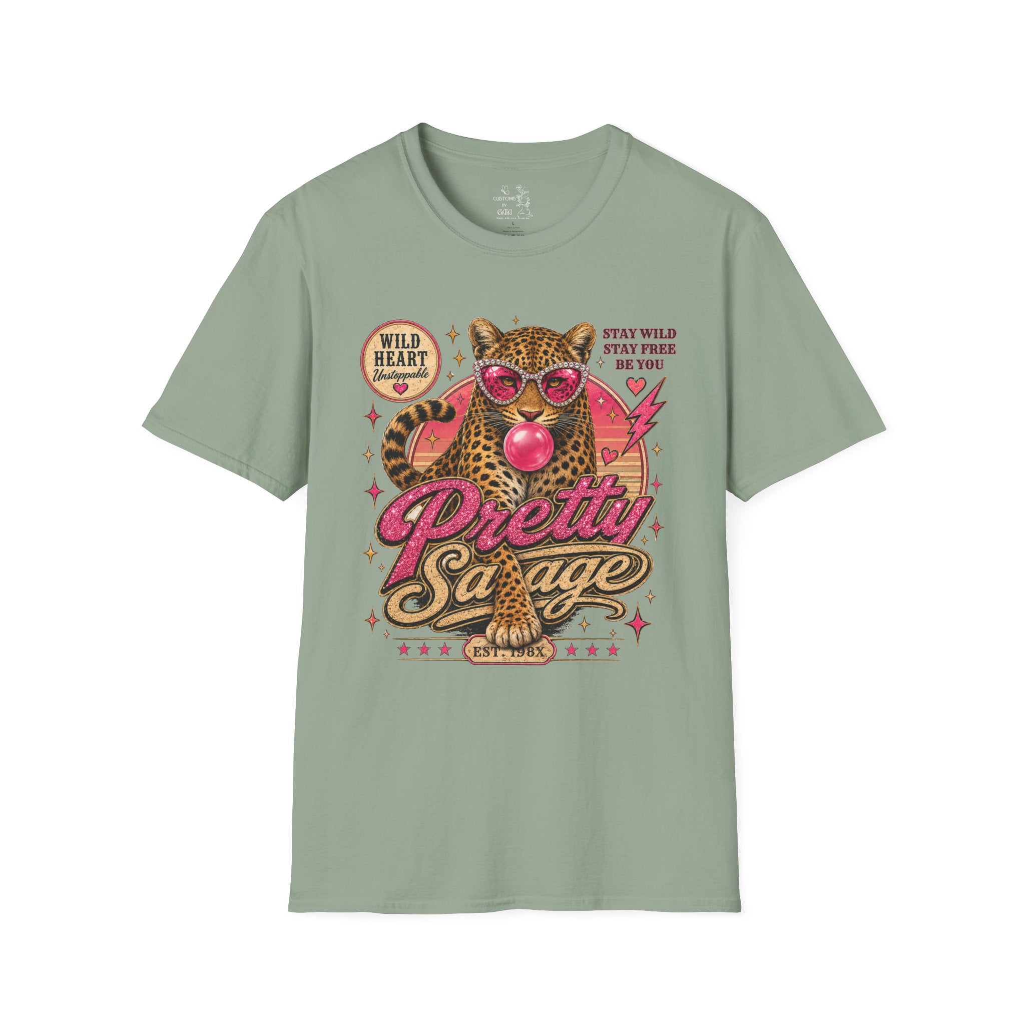Leopard 'Pretty Savage' Graphic T-Shirt — Retro Wild Heart Design