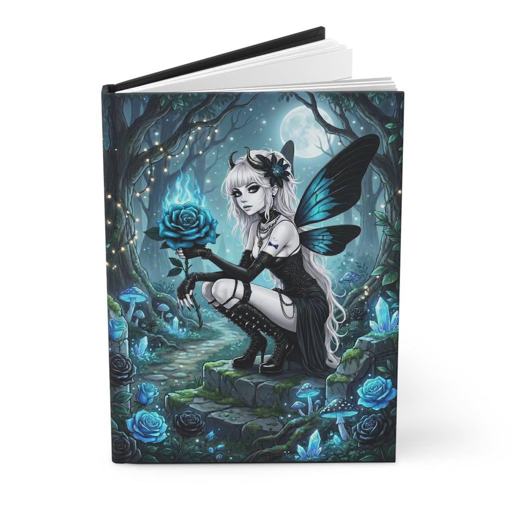 Gothic Blue Fairy Hardcover Journal — Moonlit Rose Fantasy Notebook
