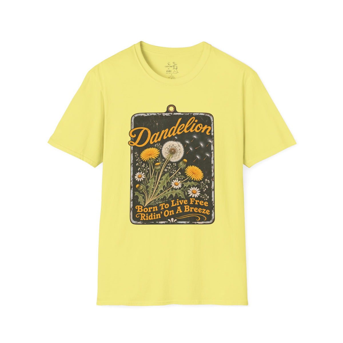 Dandelion Tee — "Born To Live Free, Ridin' On A Breeze" Vintage Floral T-Shirt