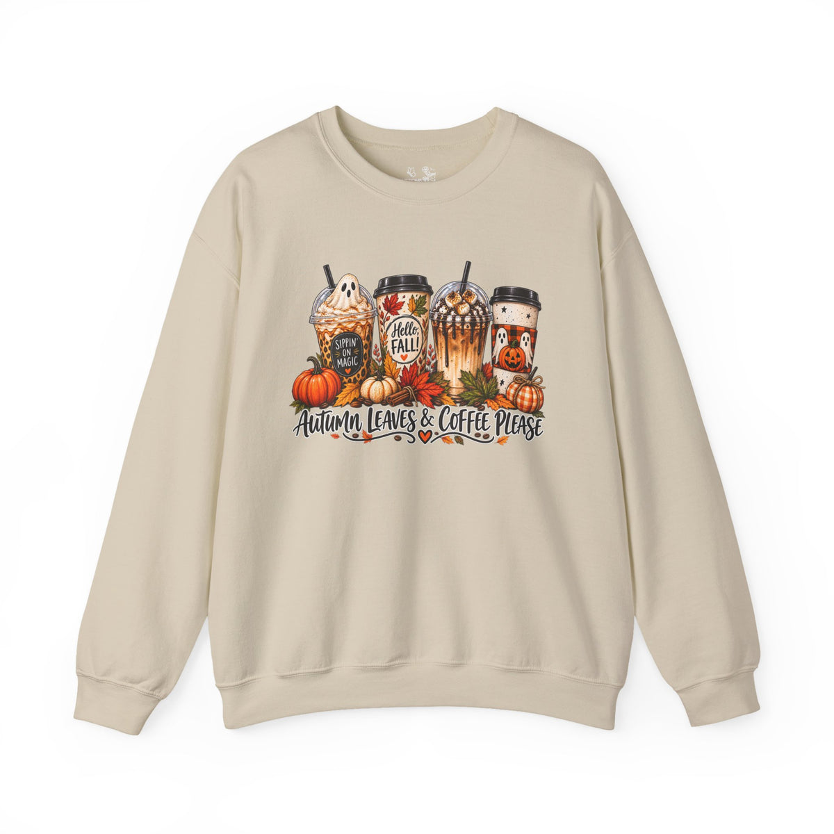 Autumn Leaves & Coffee Please Sweatshirt — Cozy Fall Coffee Crewneck