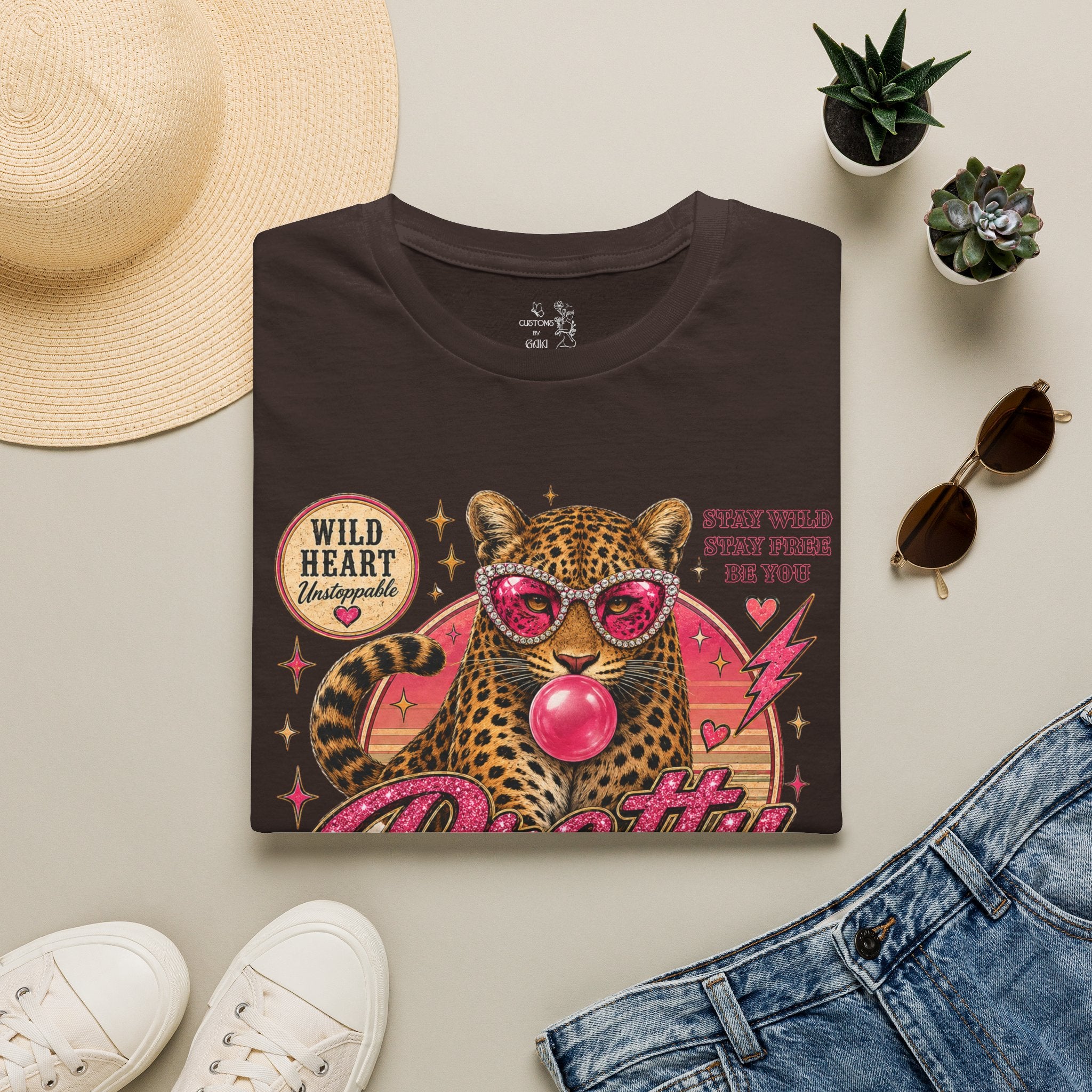 Leopard 'Pretty Savage' Graphic T-Shirt — Retro Wild Heart Design