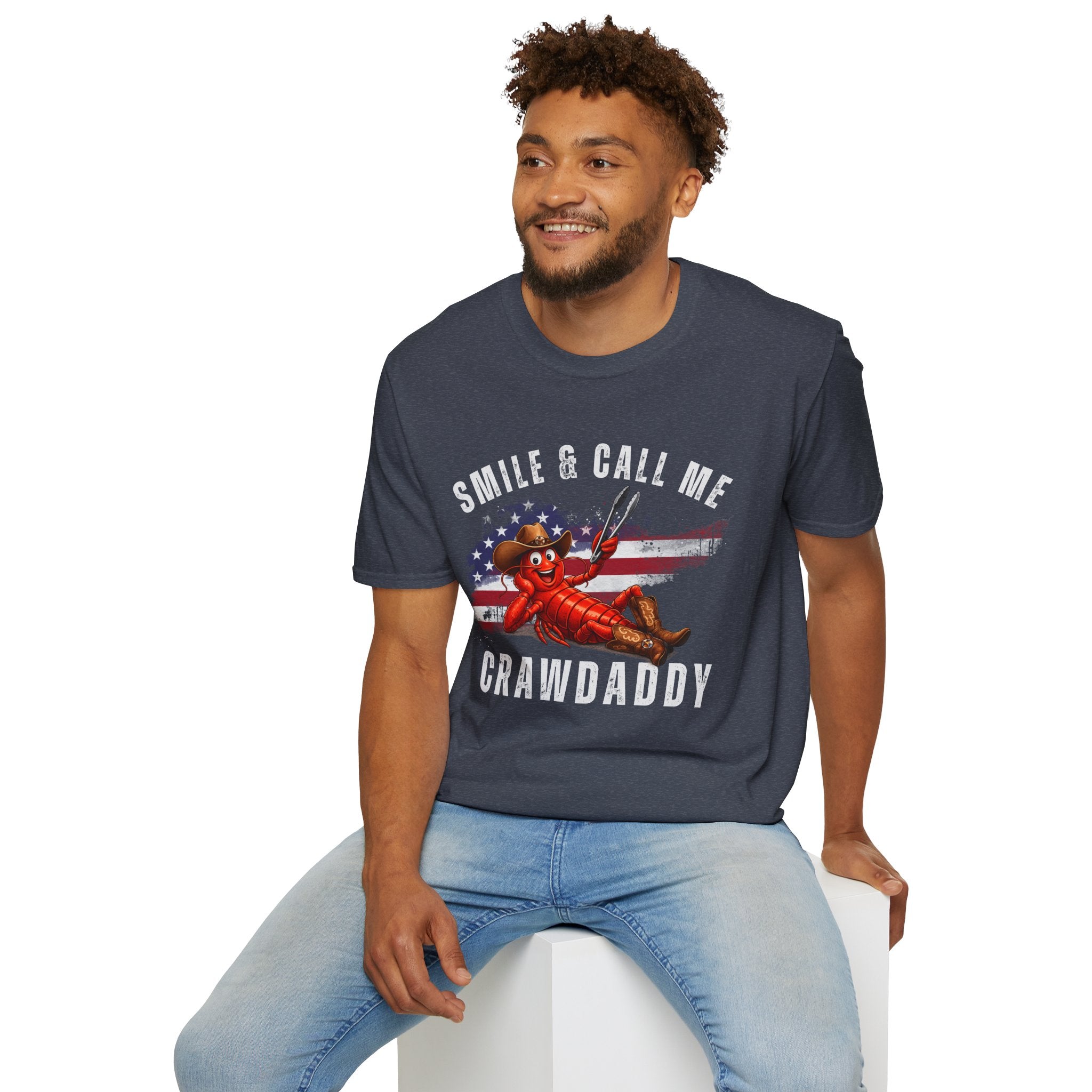 Crawfish T-Shirt — "Smile & Call Me Crawdaddy" Patriotic Cajun Tee