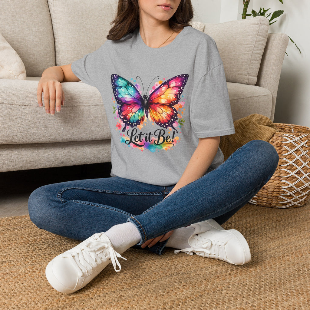 Butterfly "Let It Be" T-Shirt — Colorful Watercolor Wings Graphic Tee